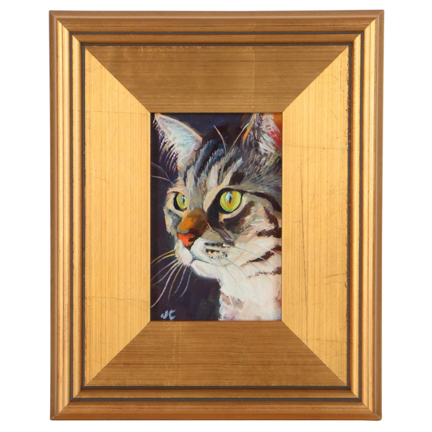 Jeff Claudio Oil Painting "Tabby Cat," 21st Century