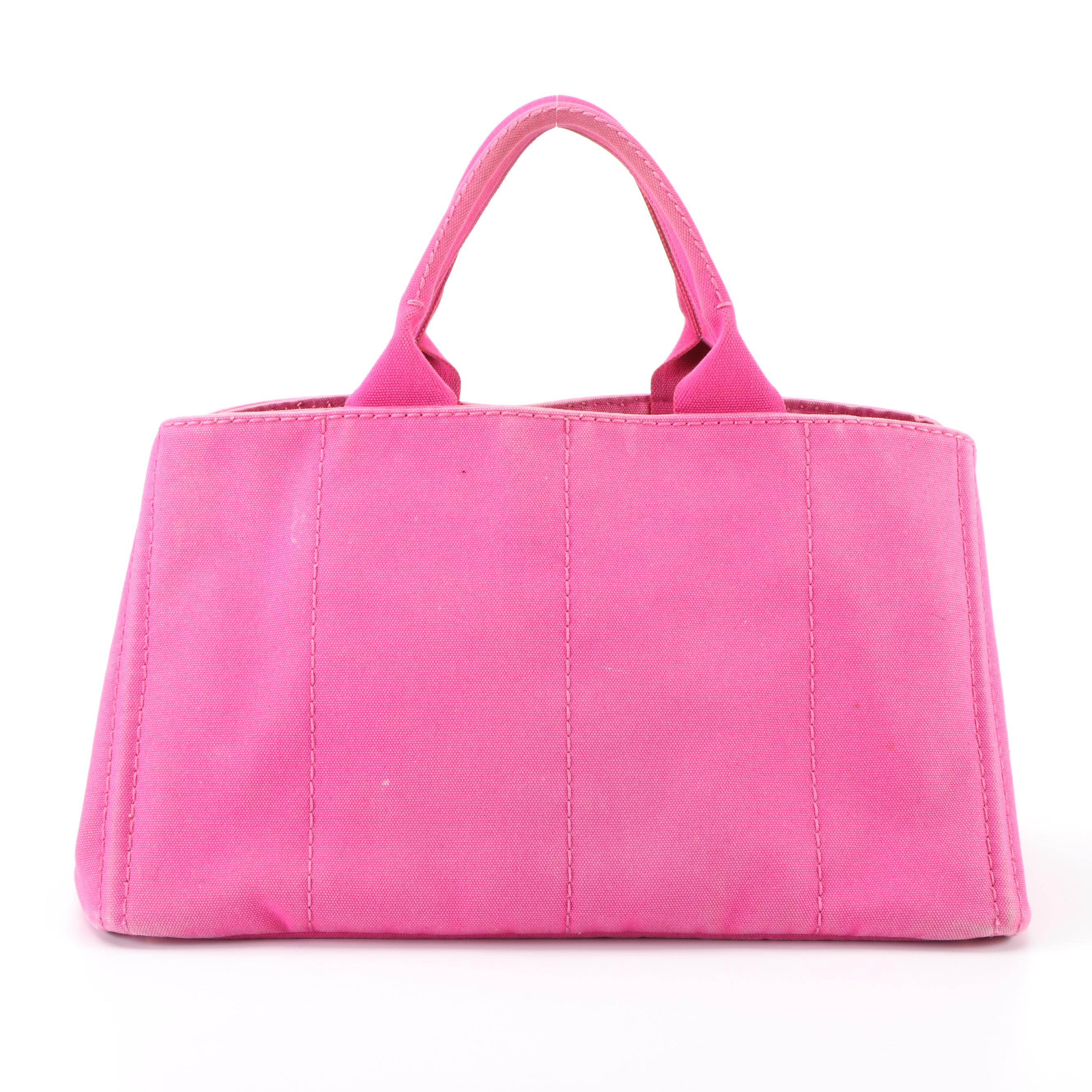 Prada Pink Canapa Canvas Tote Bag
