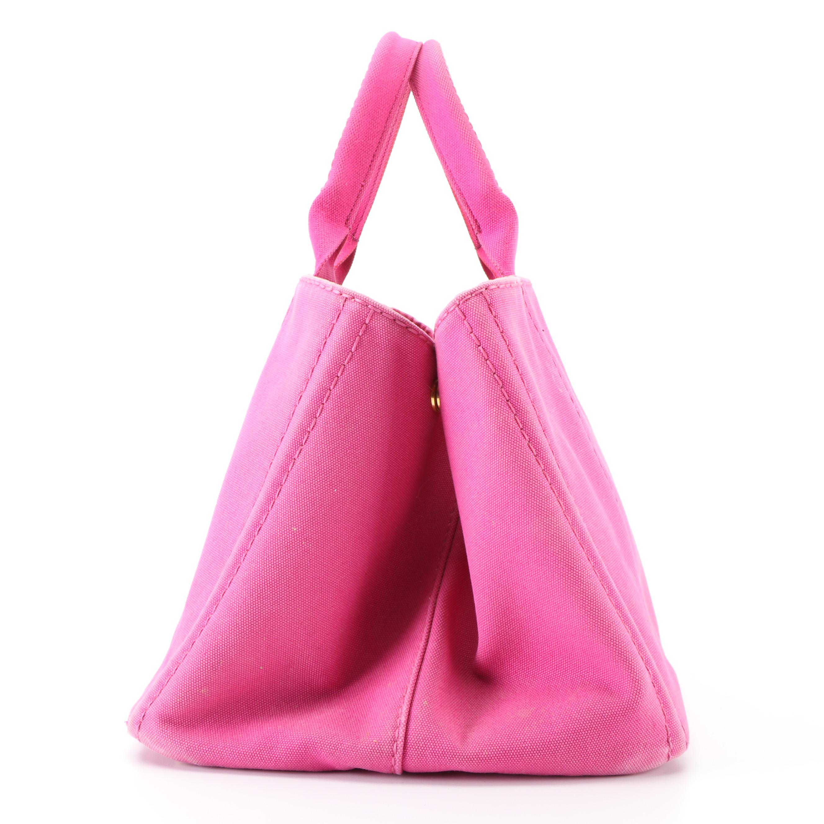 Prada Pink Canapa Canvas Tote Bag