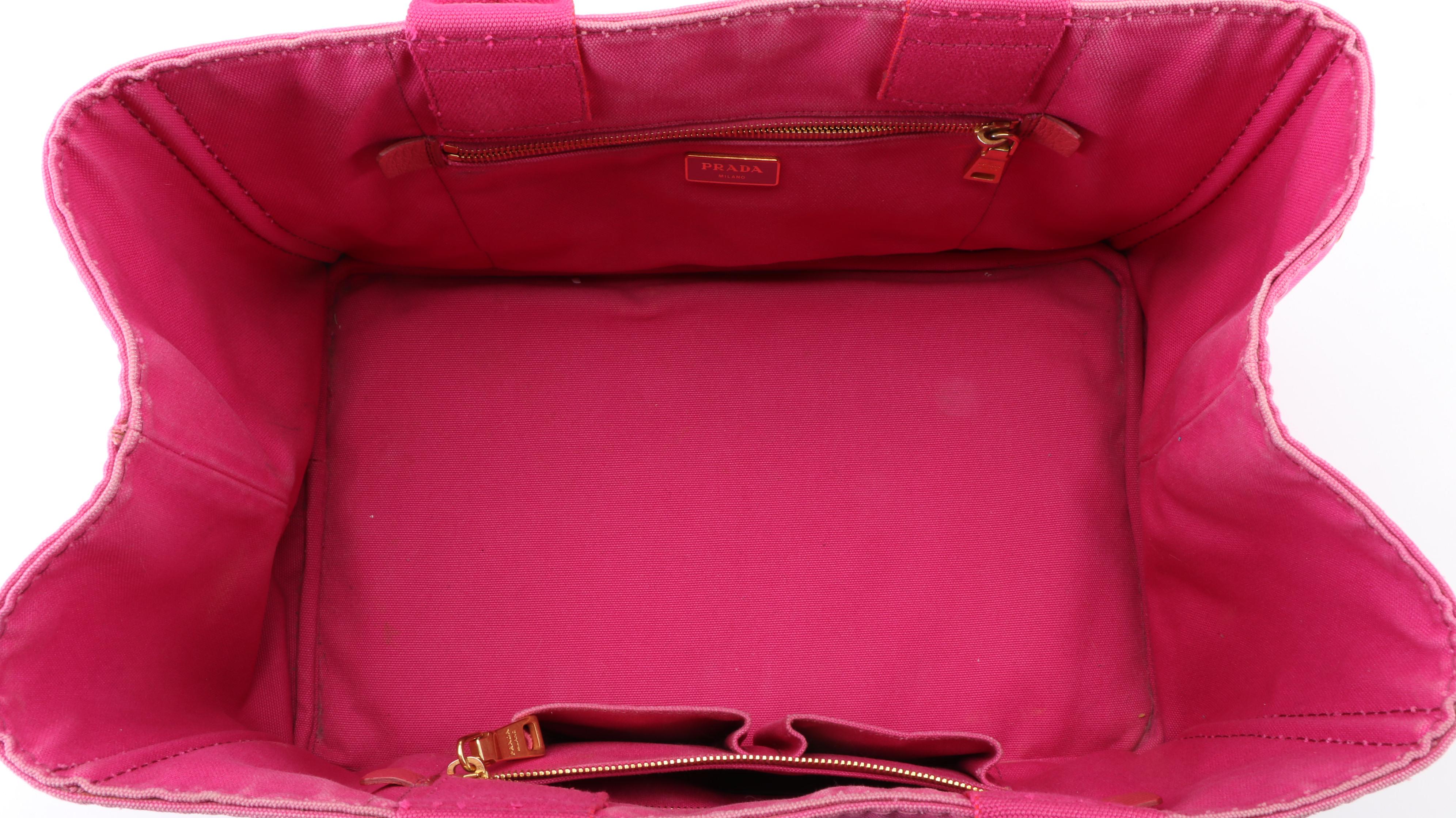 Prada Pink Canapa Canvas Tote Bag