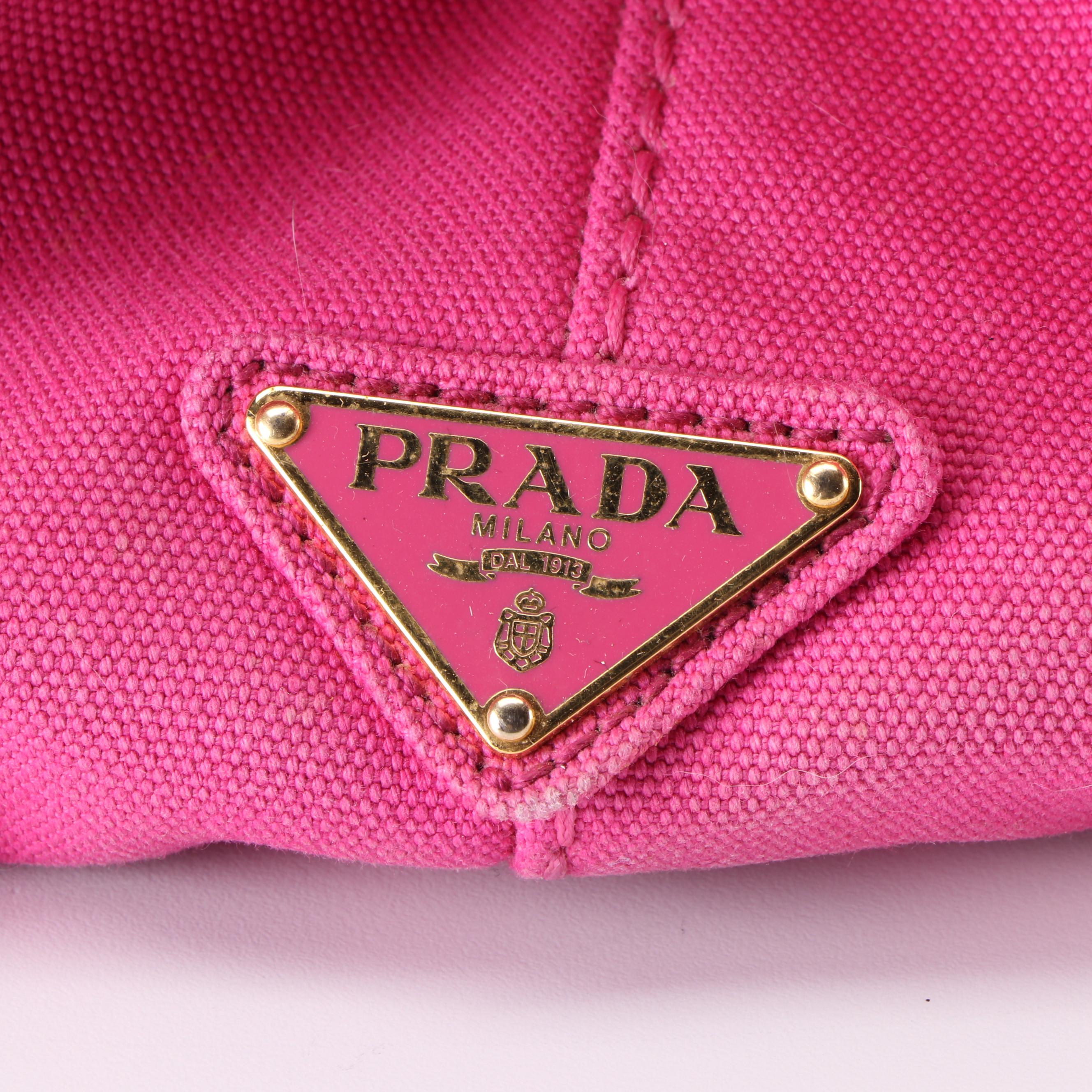 Prada Pink Canapa Canvas Tote Bag