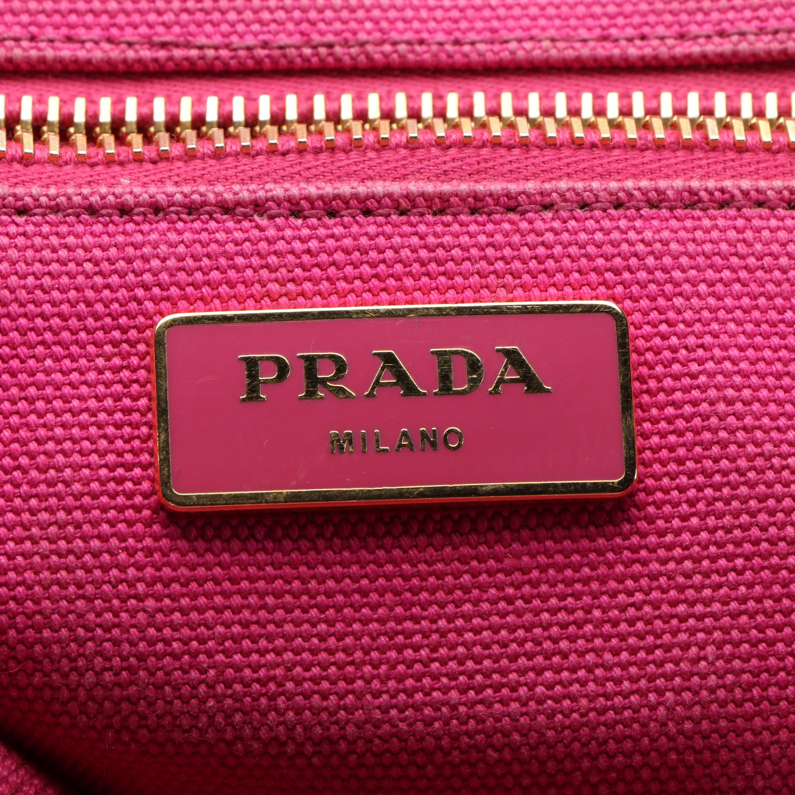 Prada Pink Canapa Canvas Tote Bag