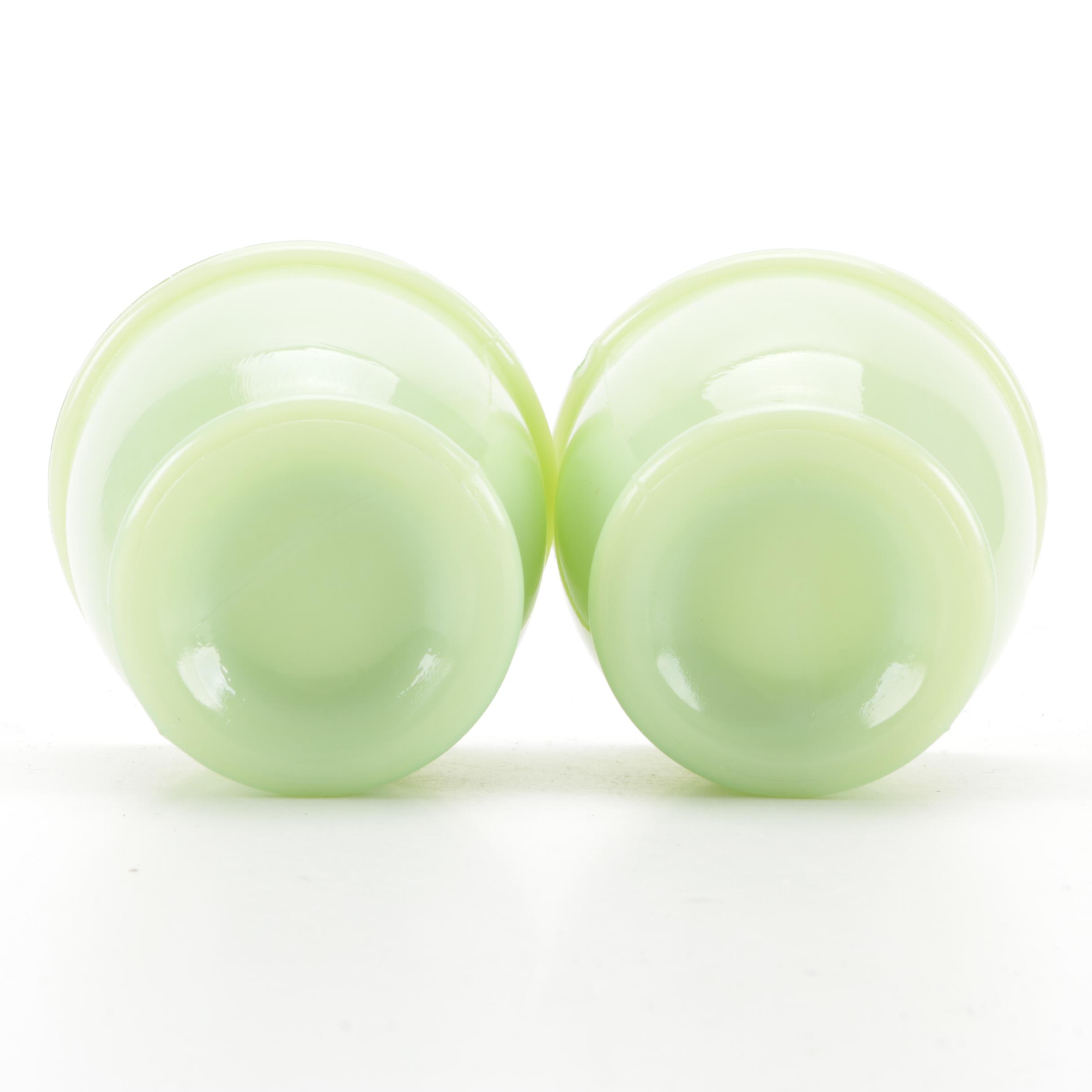 Jeannette "Jadite" Tea Canister and Shakers with Other Jadeite Glass Tableware