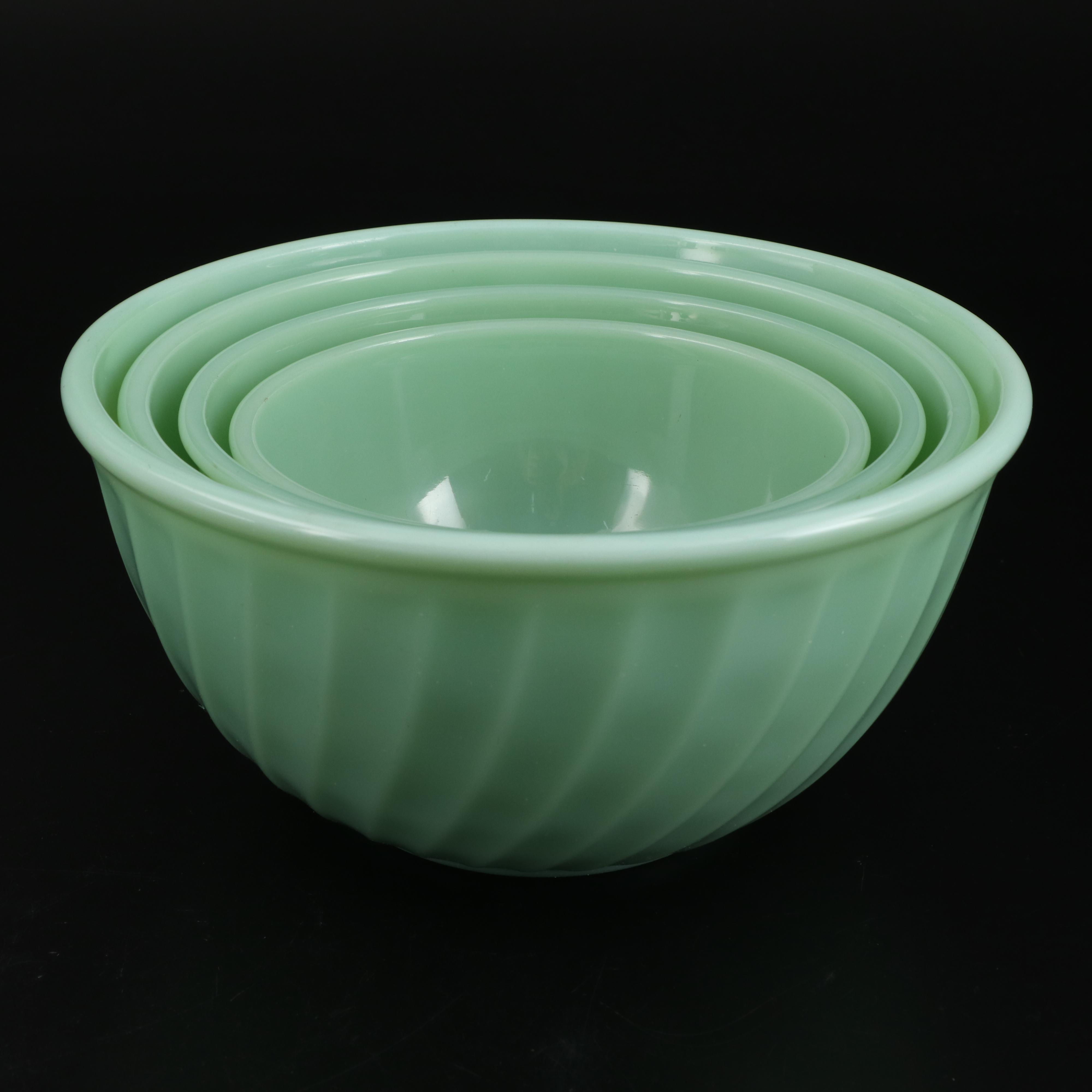 Jeanette Uranium Glass Jadeite Measuring Cups and Other Jadeite Serveware