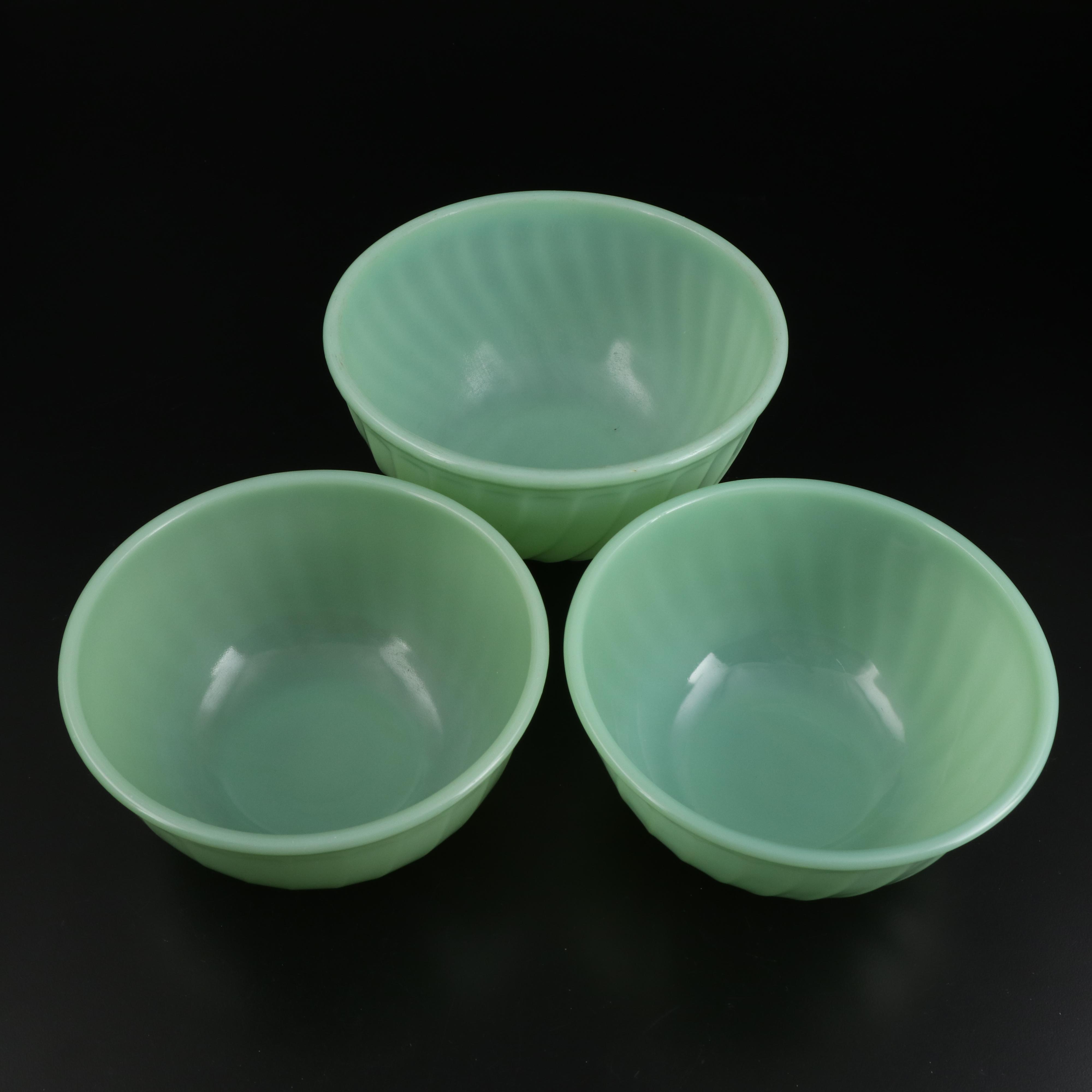 Jeanette Uranium Glass Jadeite Measuring Cups and Other Jadeite Serveware