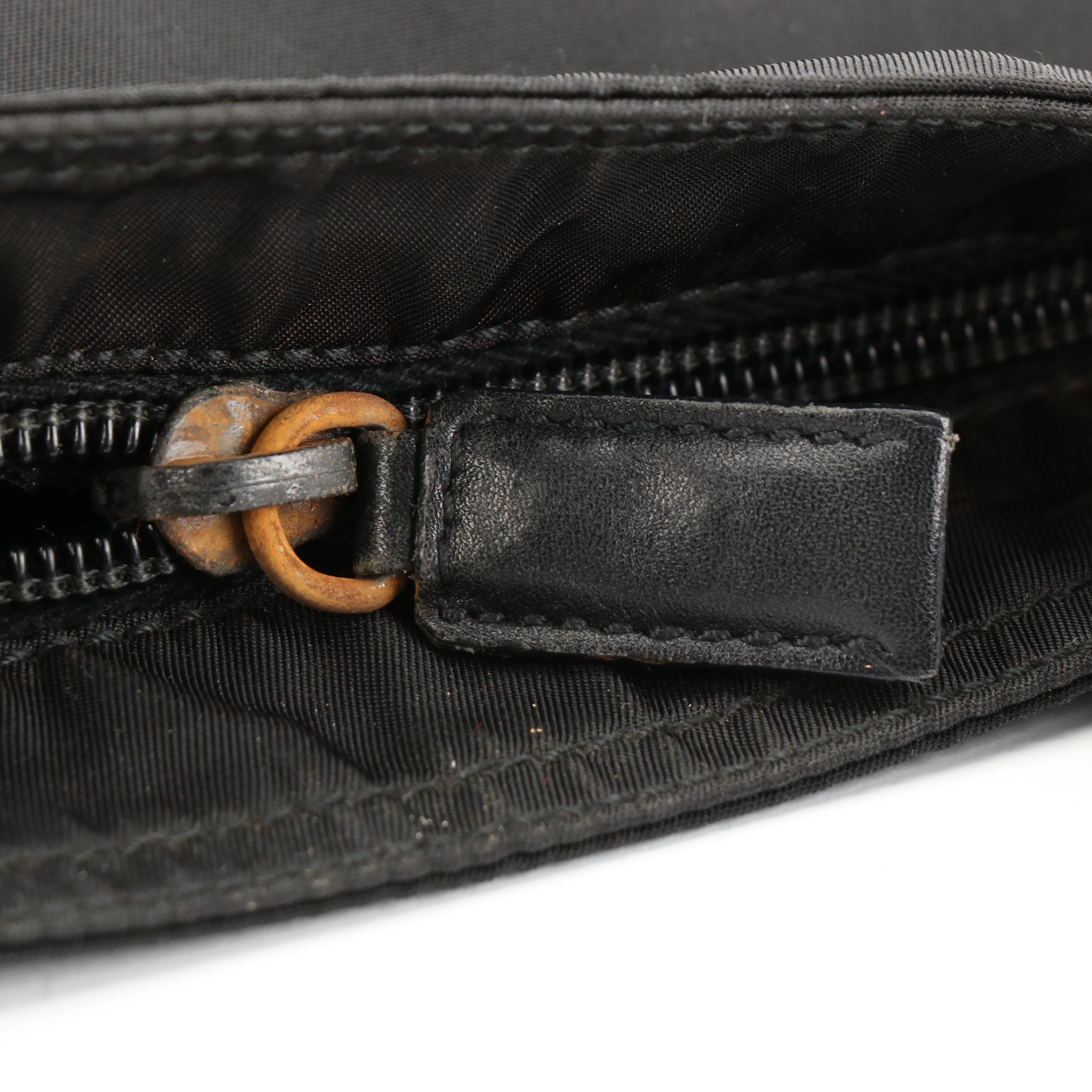 Prada Small Flat Crossbody Bag in Black Tessuto Nylon and Leather