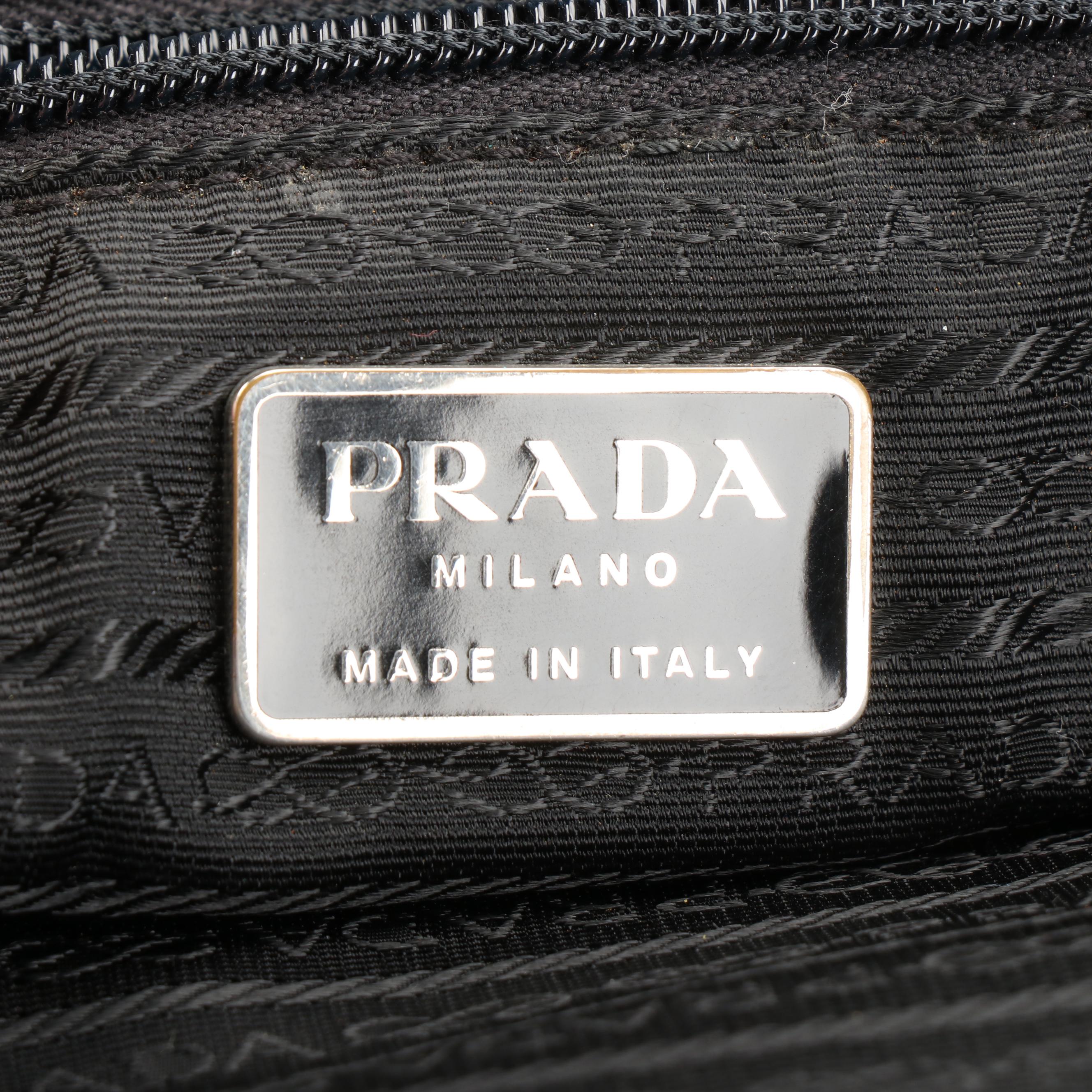 Prada Laptop Bag in Green Tessuto Nylon with Black Leather Trim