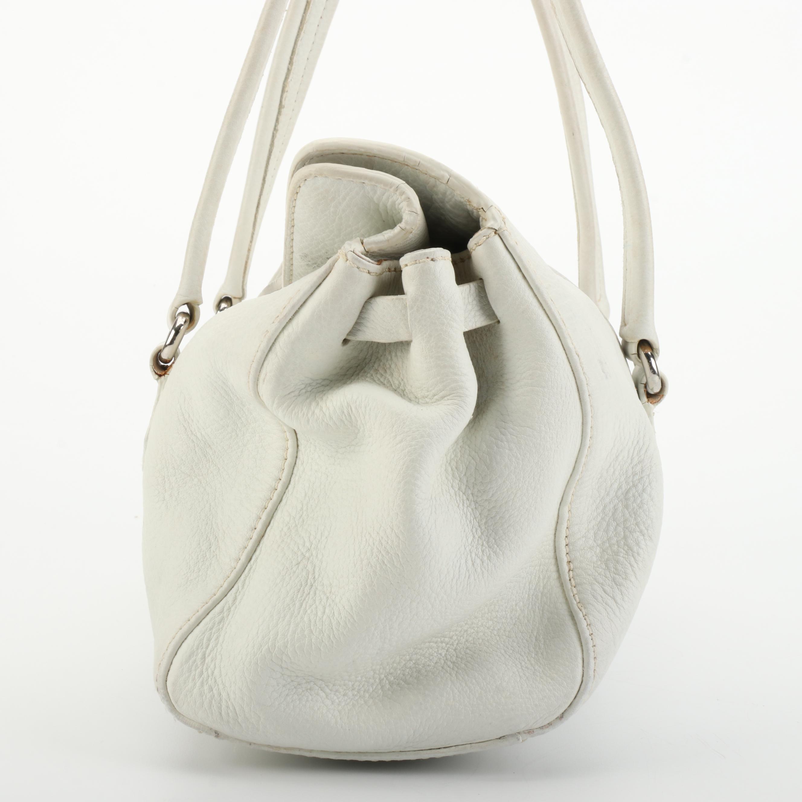 Prada Flap Shoulder Bag in White Deerskin Leather