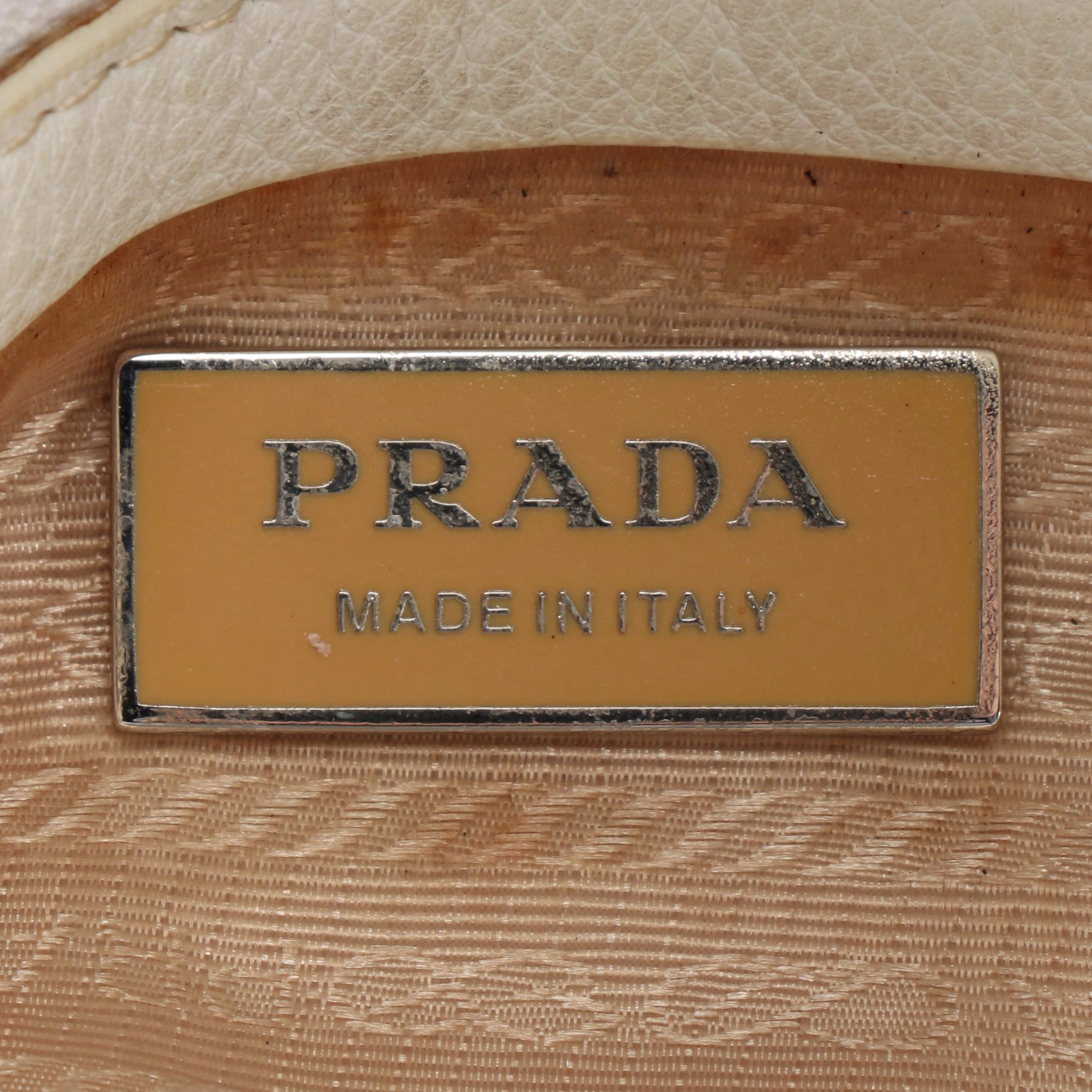 Prada Flap Shoulder Bag in White Deerskin Leather