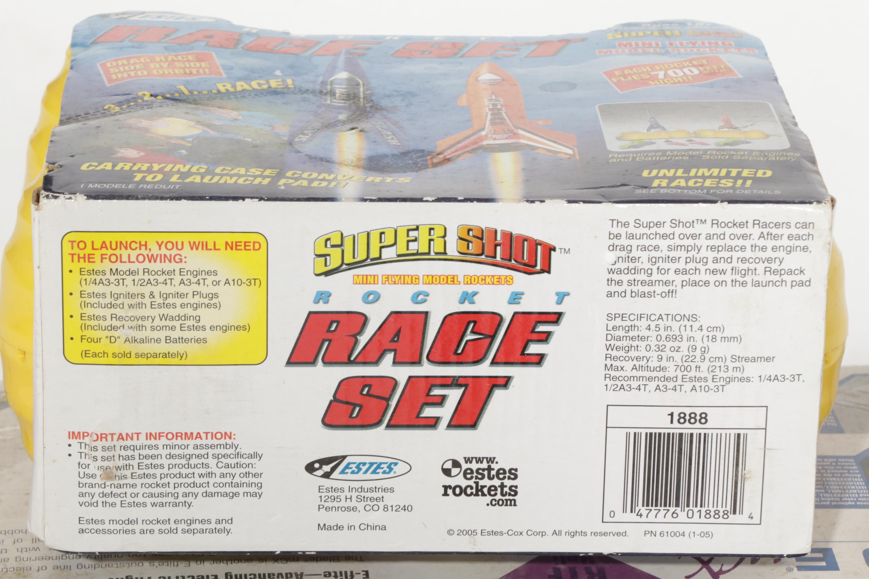 Two E-Flite Blade MCX and Blade CP RC Helicopters and Estes Rocket Race Set