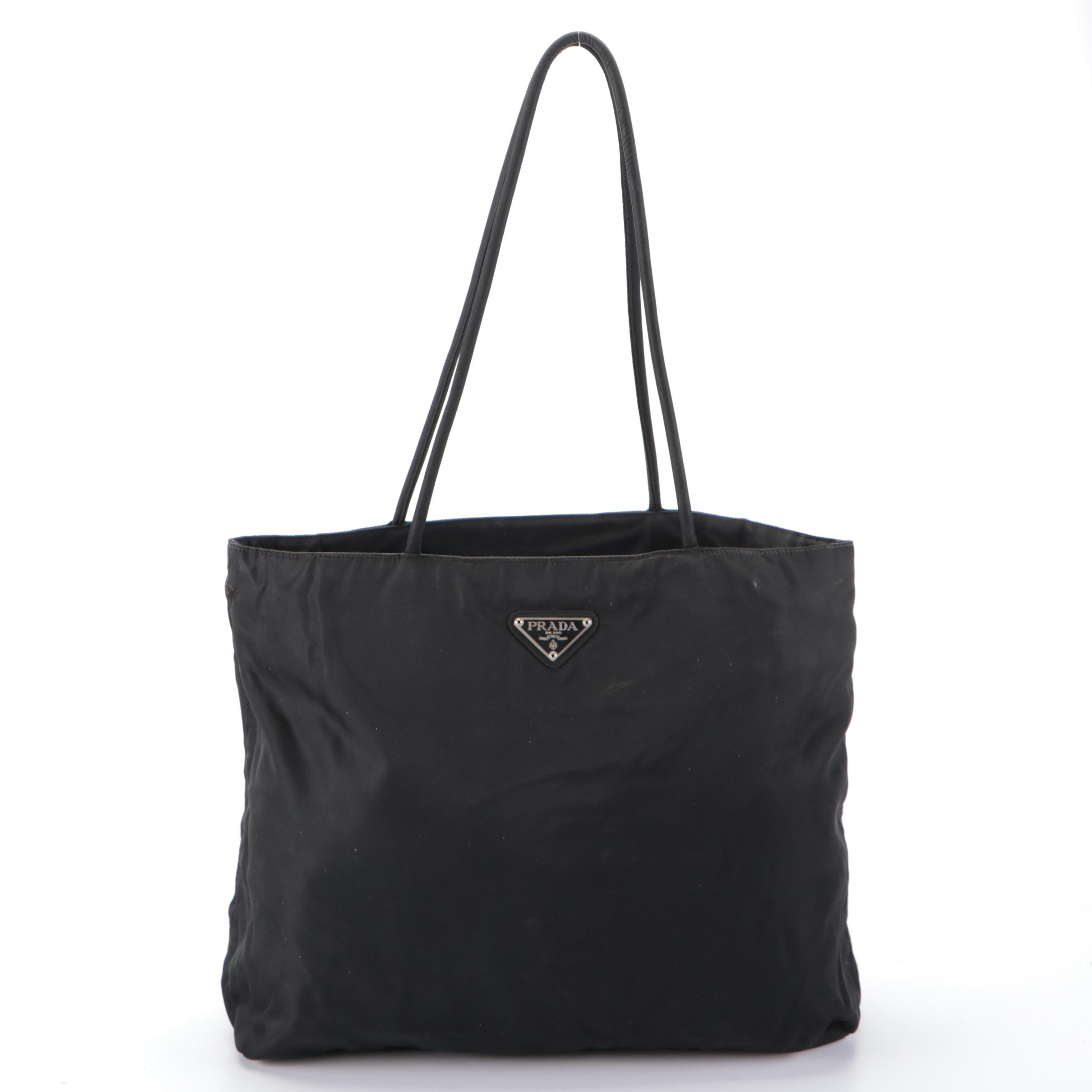 Prada Small Shoulder Tote Bag in Black Tessuto Nylon