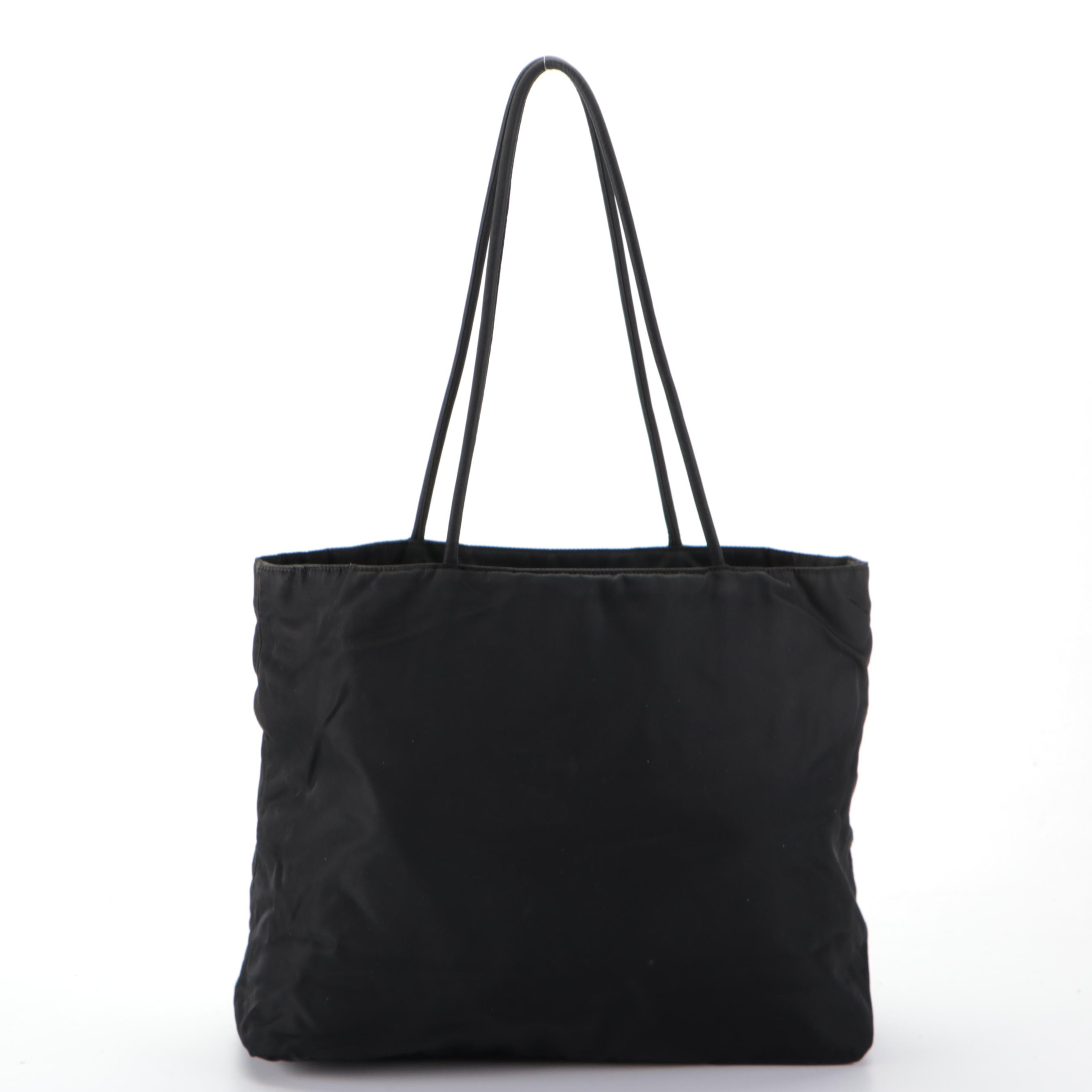 Prada Small Shoulder Tote Bag in Black Tessuto Nylon