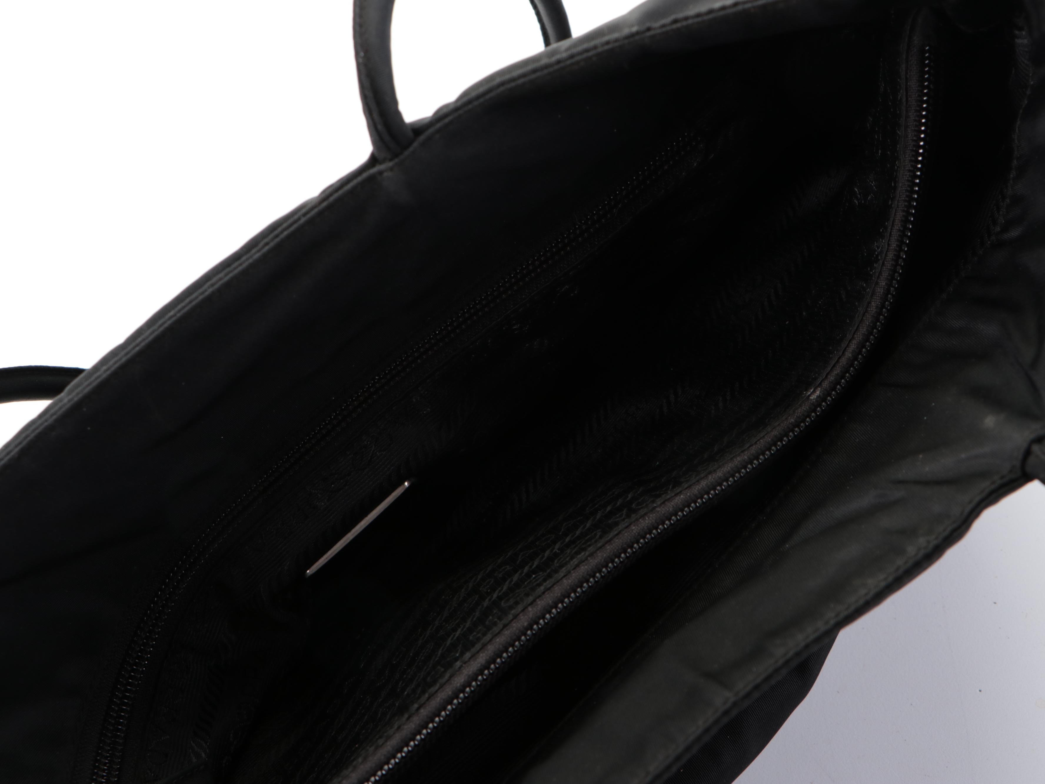 Prada Small Shoulder Tote Bag in Black Tessuto Nylon