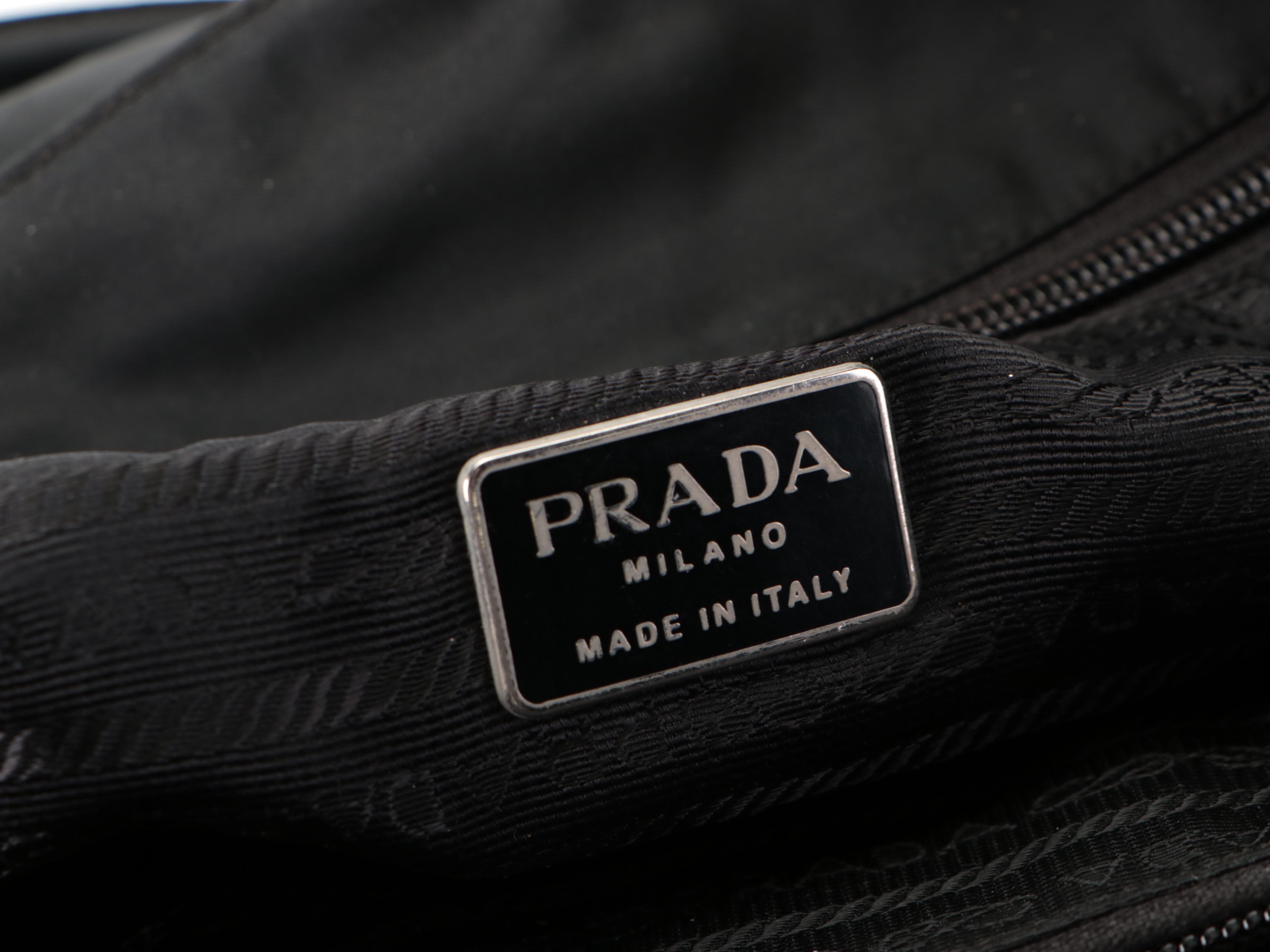 Prada Small Shoulder Tote Bag in Black Tessuto Nylon