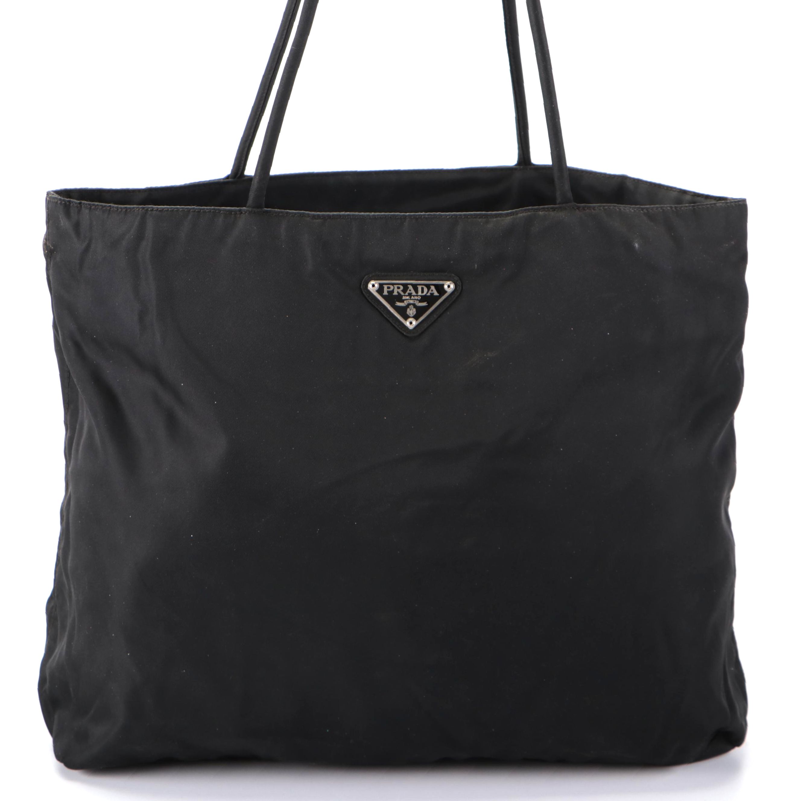 Prada Small Shoulder Tote Bag in Black Tessuto Nylon