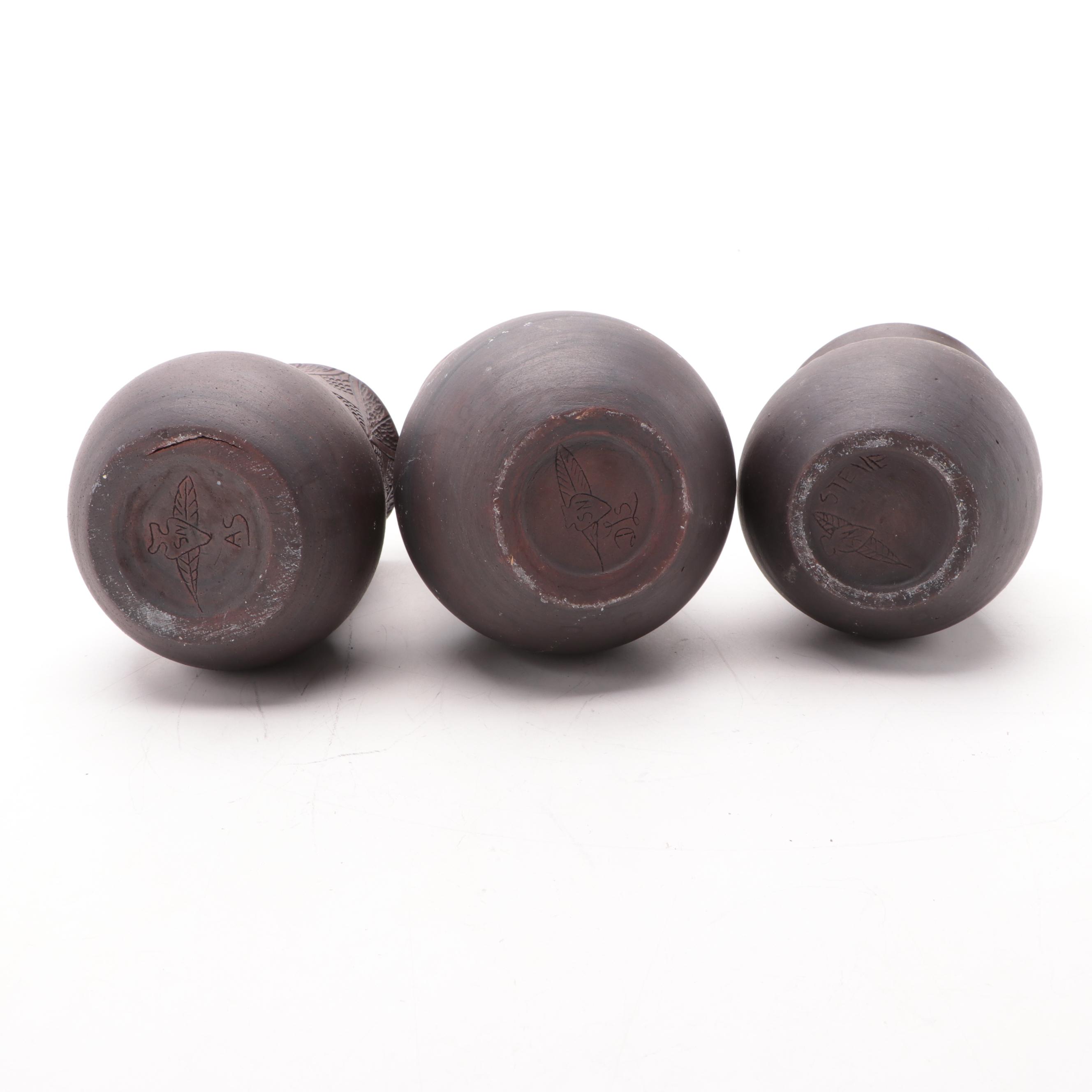 Darlene Smith and Other Six Nations Mohawk Pottery Carved Vases