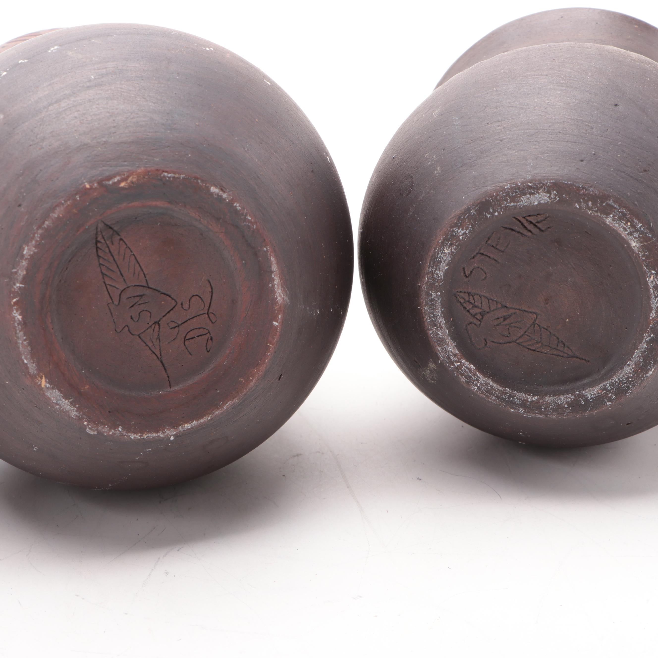 Darlene Smith and Other Six Nations Mohawk Pottery Carved Vases