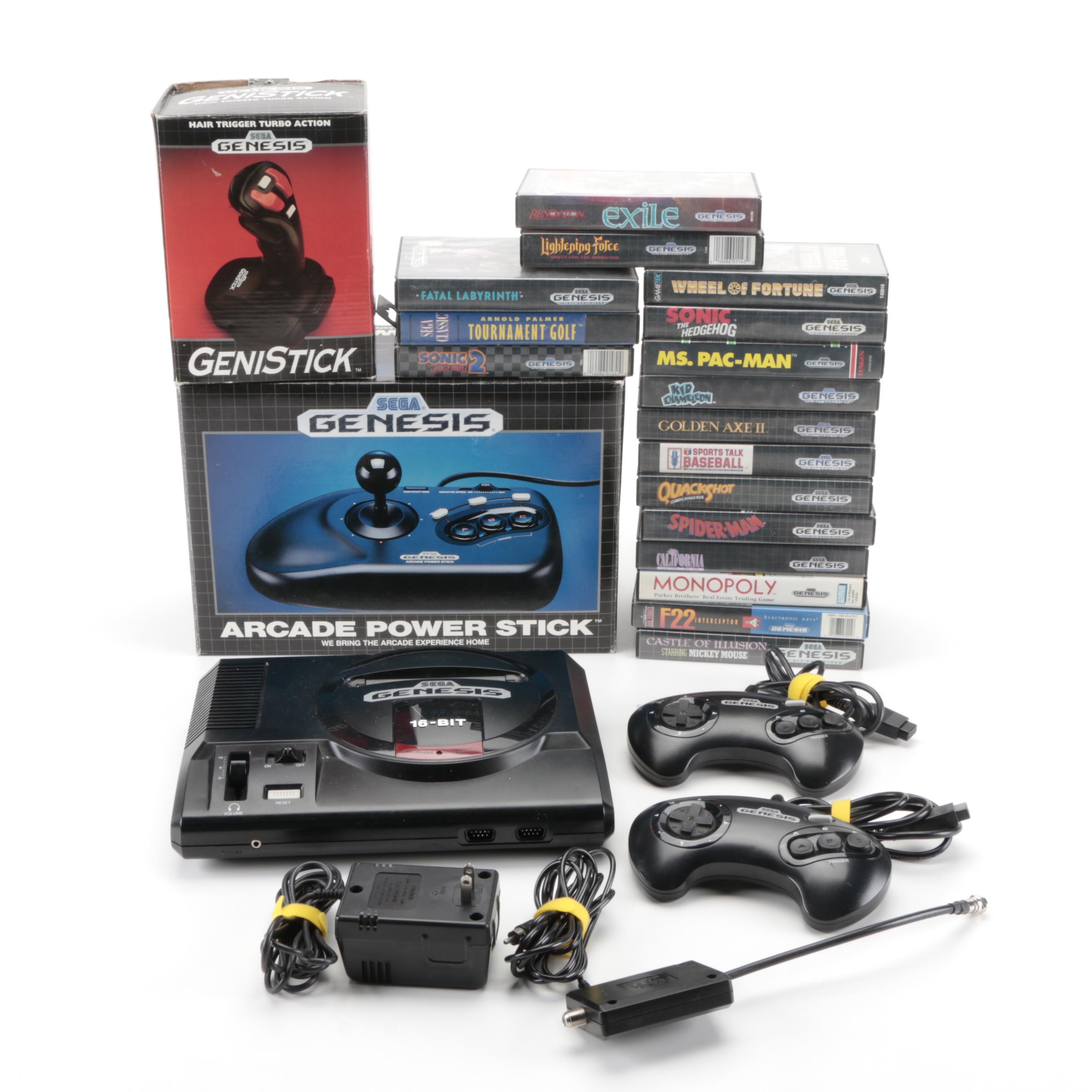 SEGA Genesis System with Games Featuring "Exile", "Lightening Force", More