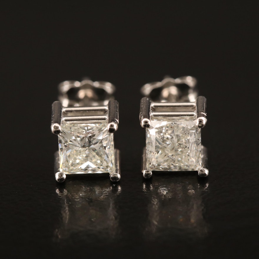 Platinum 1.78 CTW Diamond Stud Earrings with GIA Reports