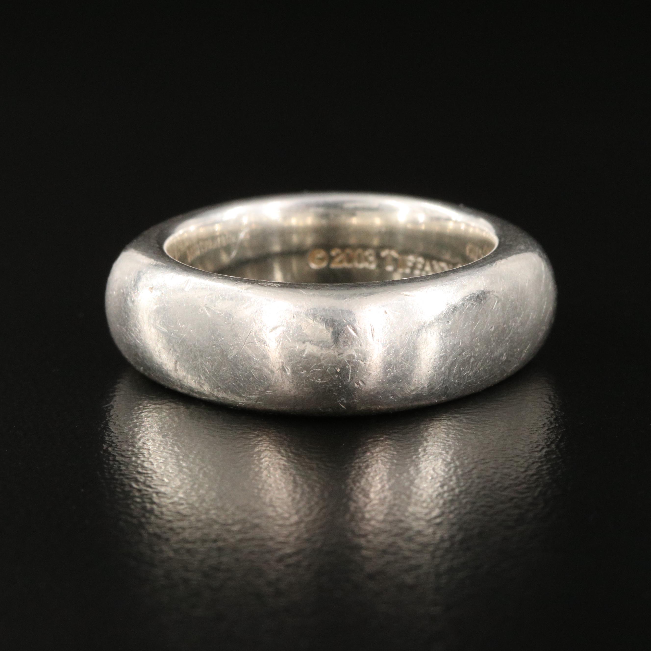 Circa 2003 Tiffany & Co. Sterling Square Cushion Band