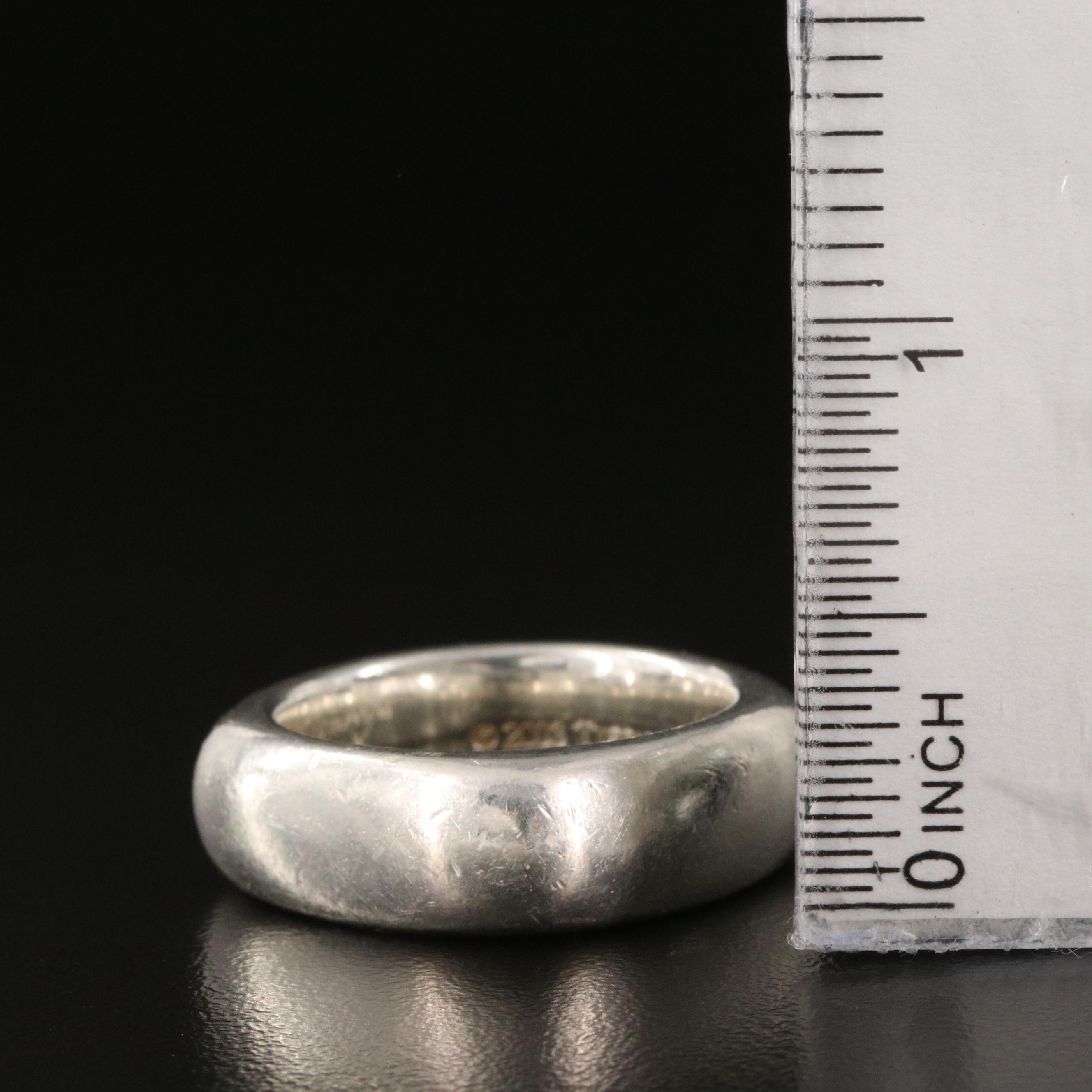 Circa 2003 Tiffany & Co. Sterling Square Cushion Band