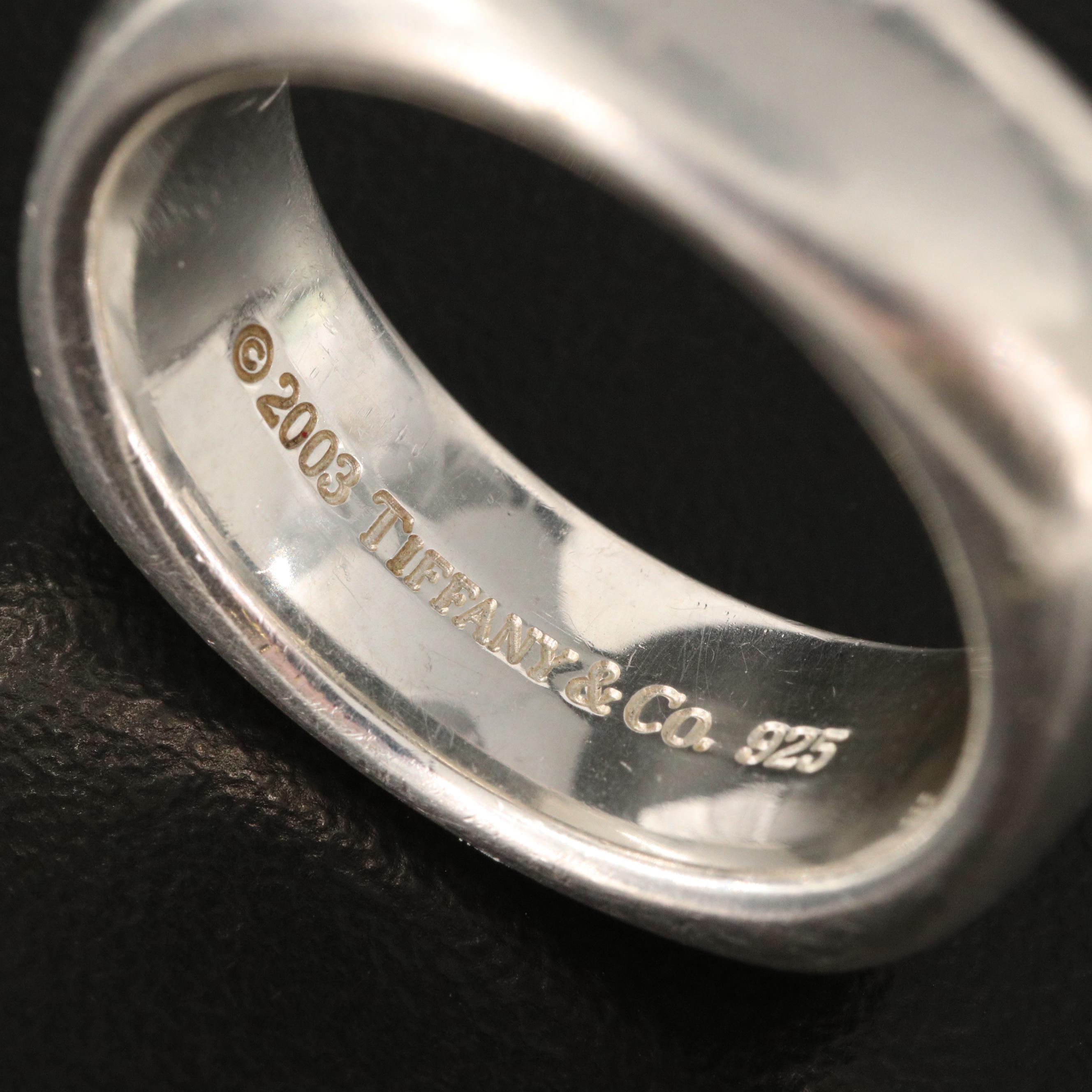 Circa 2003 Tiffany & Co. Sterling Square Cushion Band