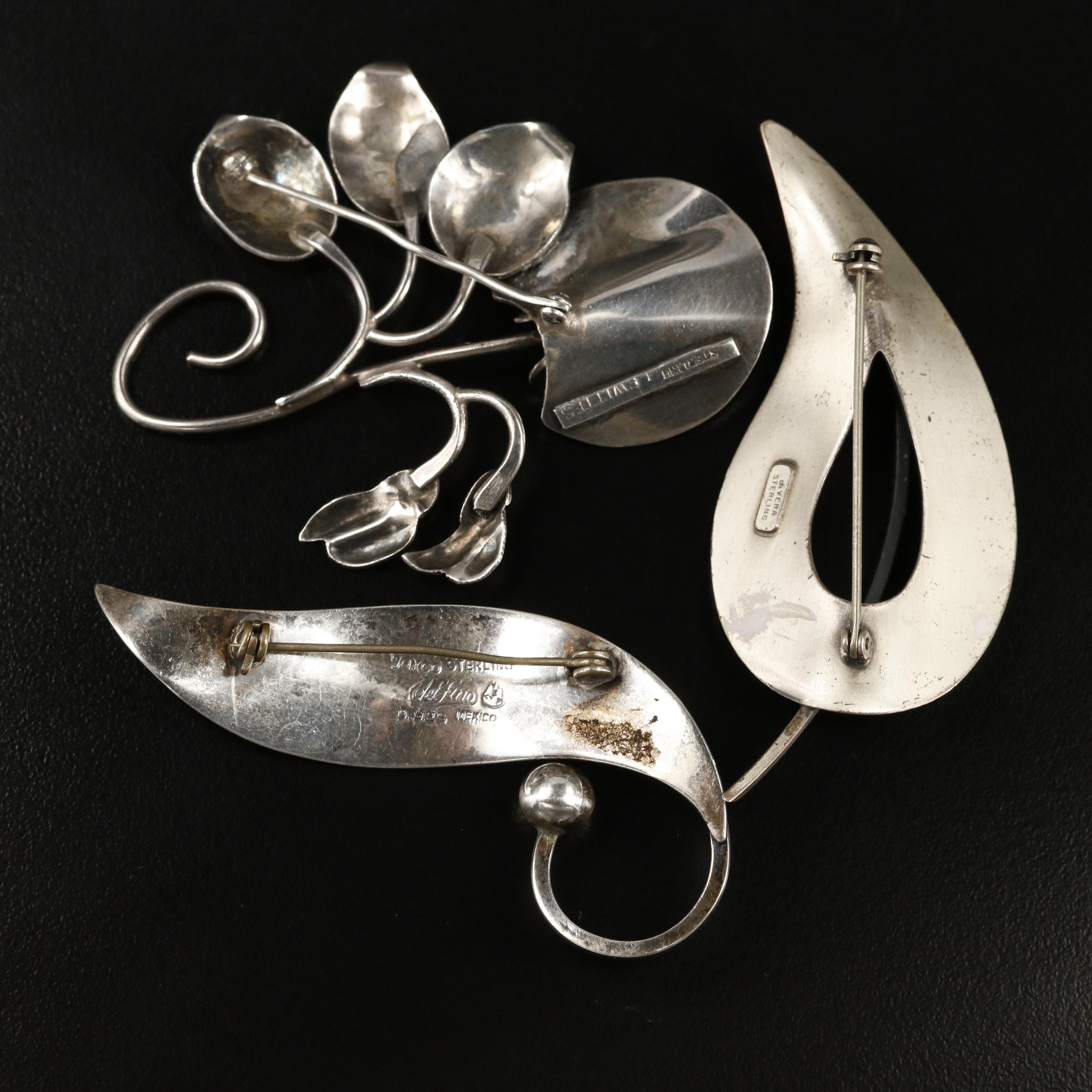 Lewittes, Delfino and Danecraft "di Vera" Sterling Brooches