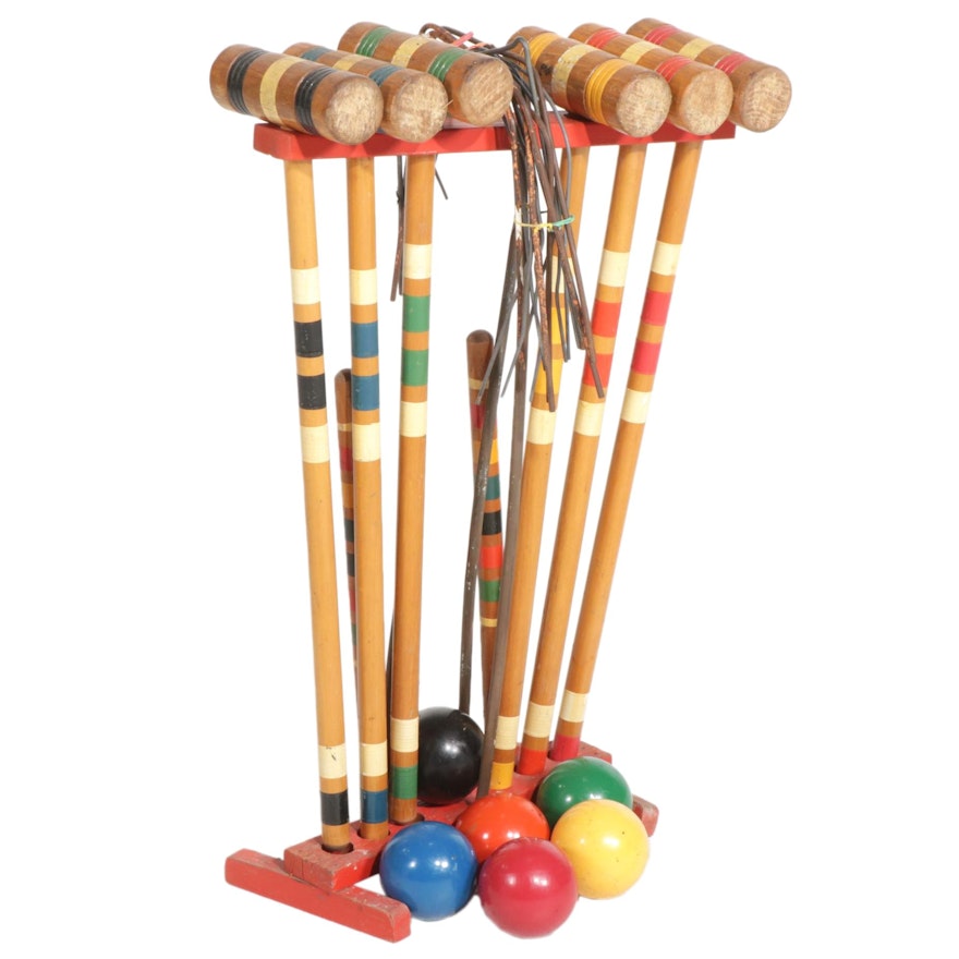 Wooden Lawn Croquet Set, Late 20th Century