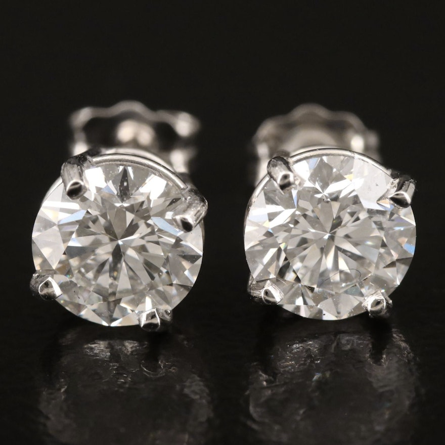 Platinum 2.32 CTW Diamond Stud Earrings with IGI Reports