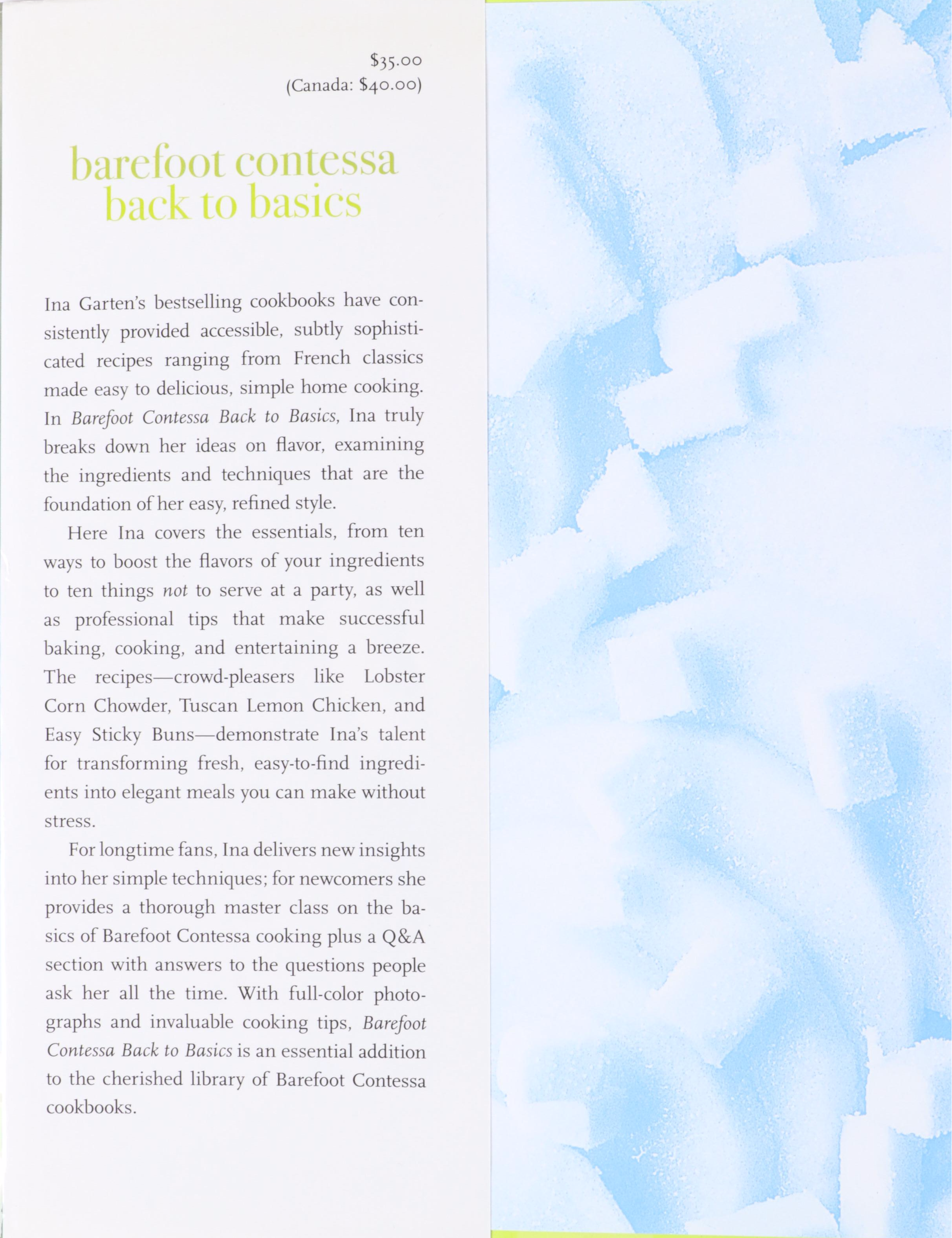 First Edition "Barefoot Contessa: Back to Basics" and More Ina Garten Cookbooks