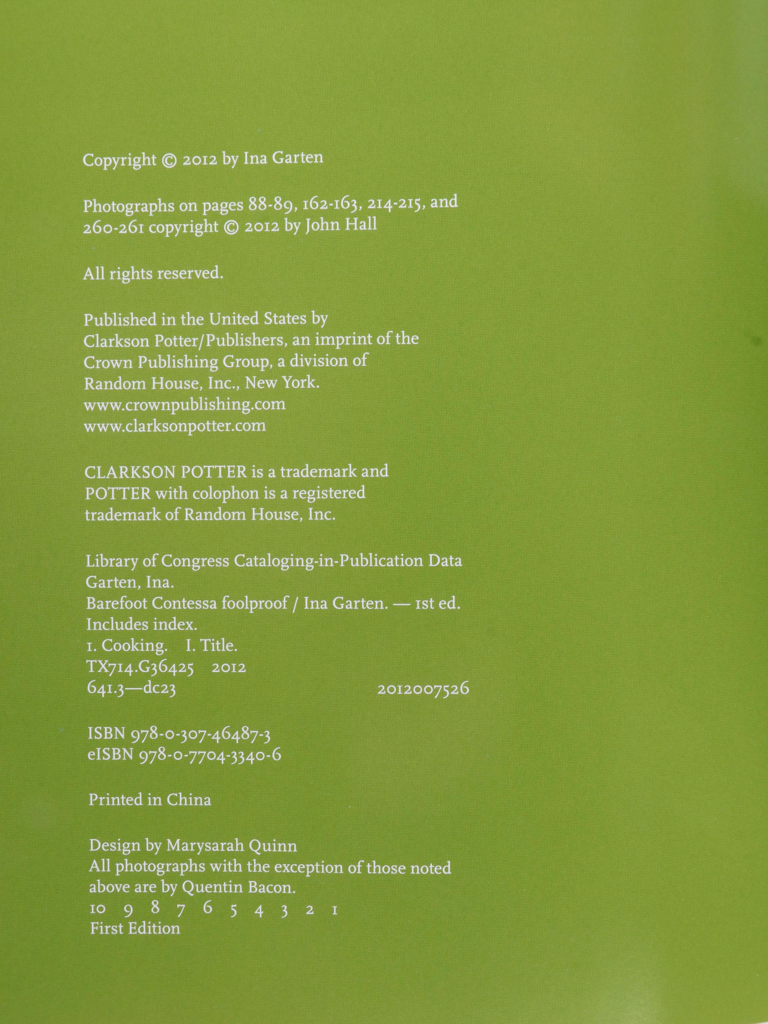 First Edition "Barefoot Contessa: Back to Basics" and More Ina Garten Cookbooks