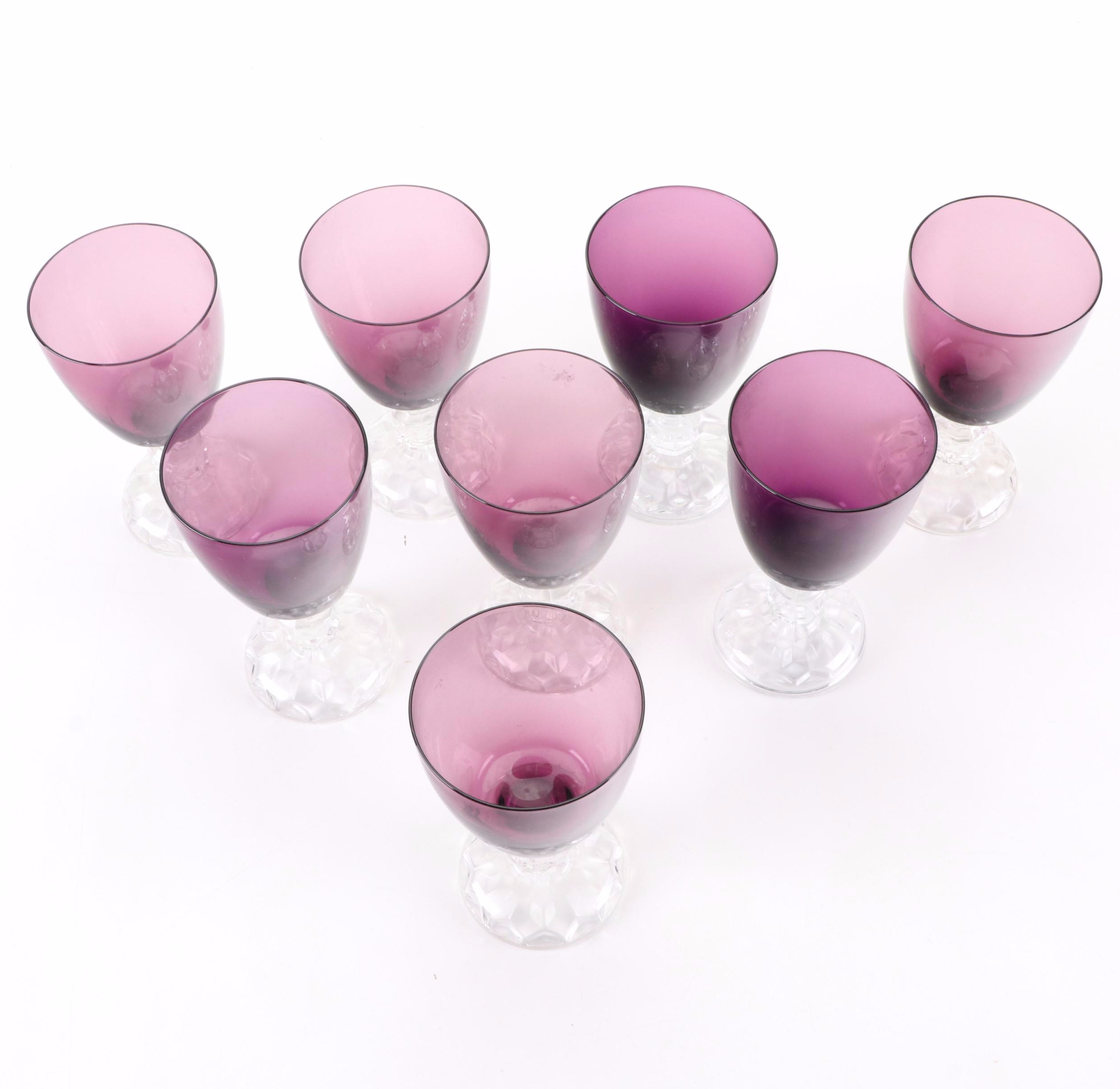 Fostoria "American Lady" Amethyst Glass Water Goblets, Mid-20th Century