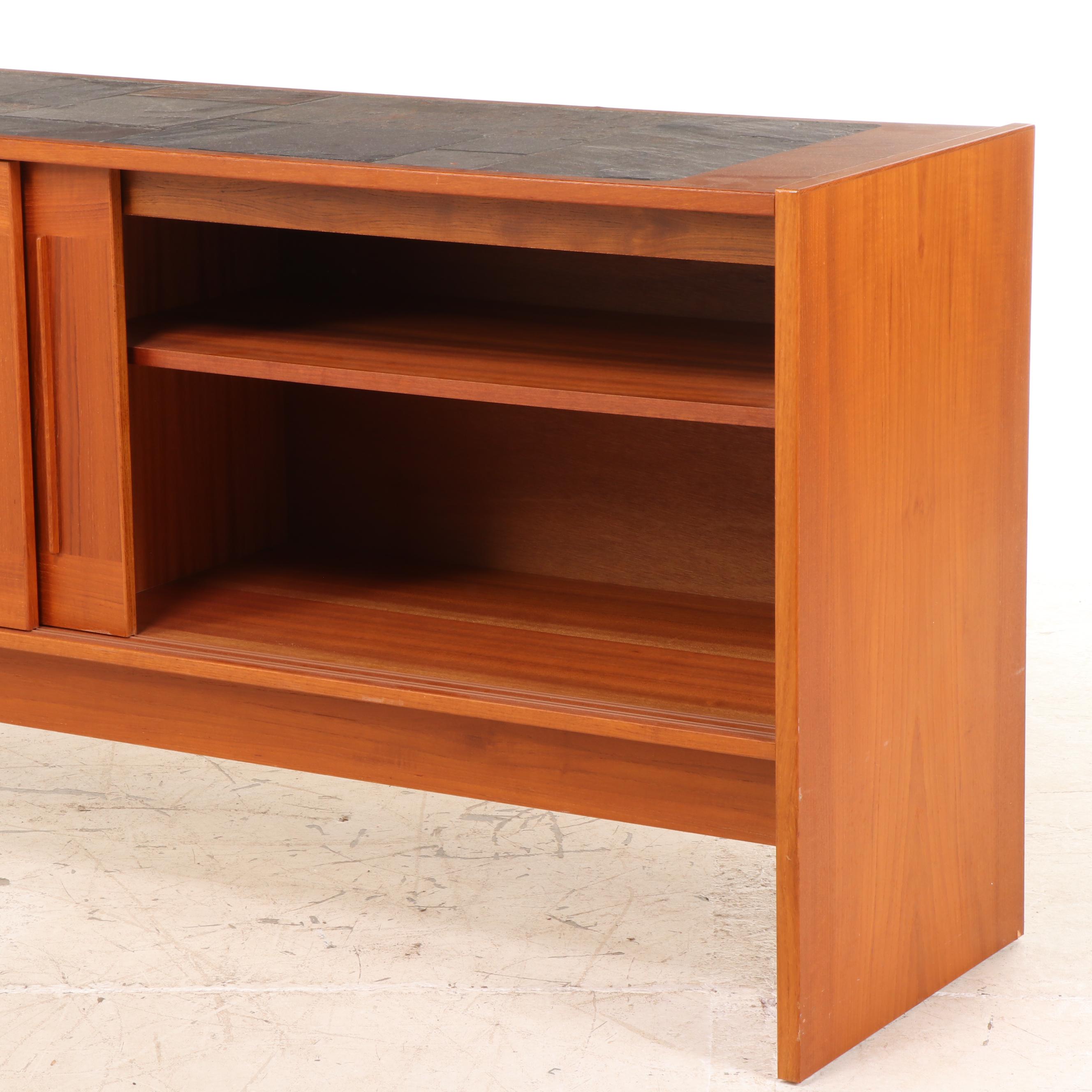 Gangsø Møbler Danish Modern Teak and Slate Top Credenza, circa 1970