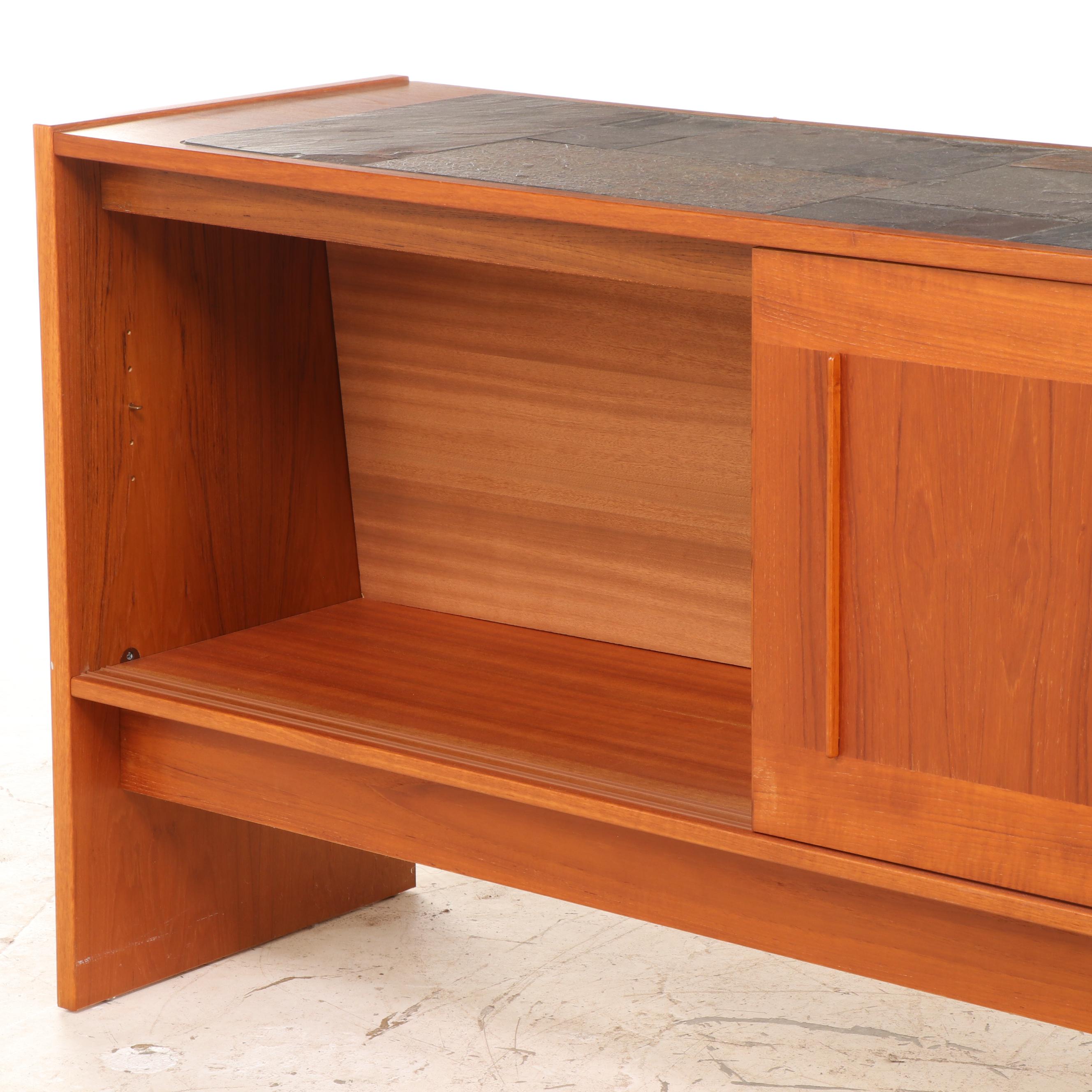 Gangsø Møbler Danish Modern Teak and Slate Top Credenza, circa 1970