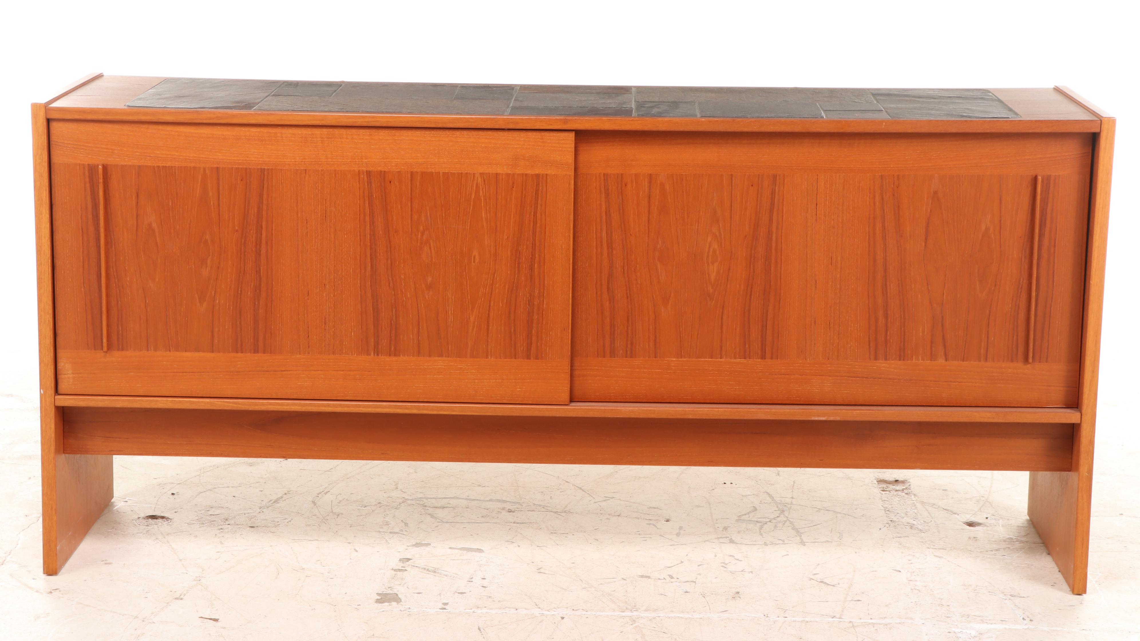 Gangsø Møbler Danish Modern Teak and Slate Top Credenza, circa 1970