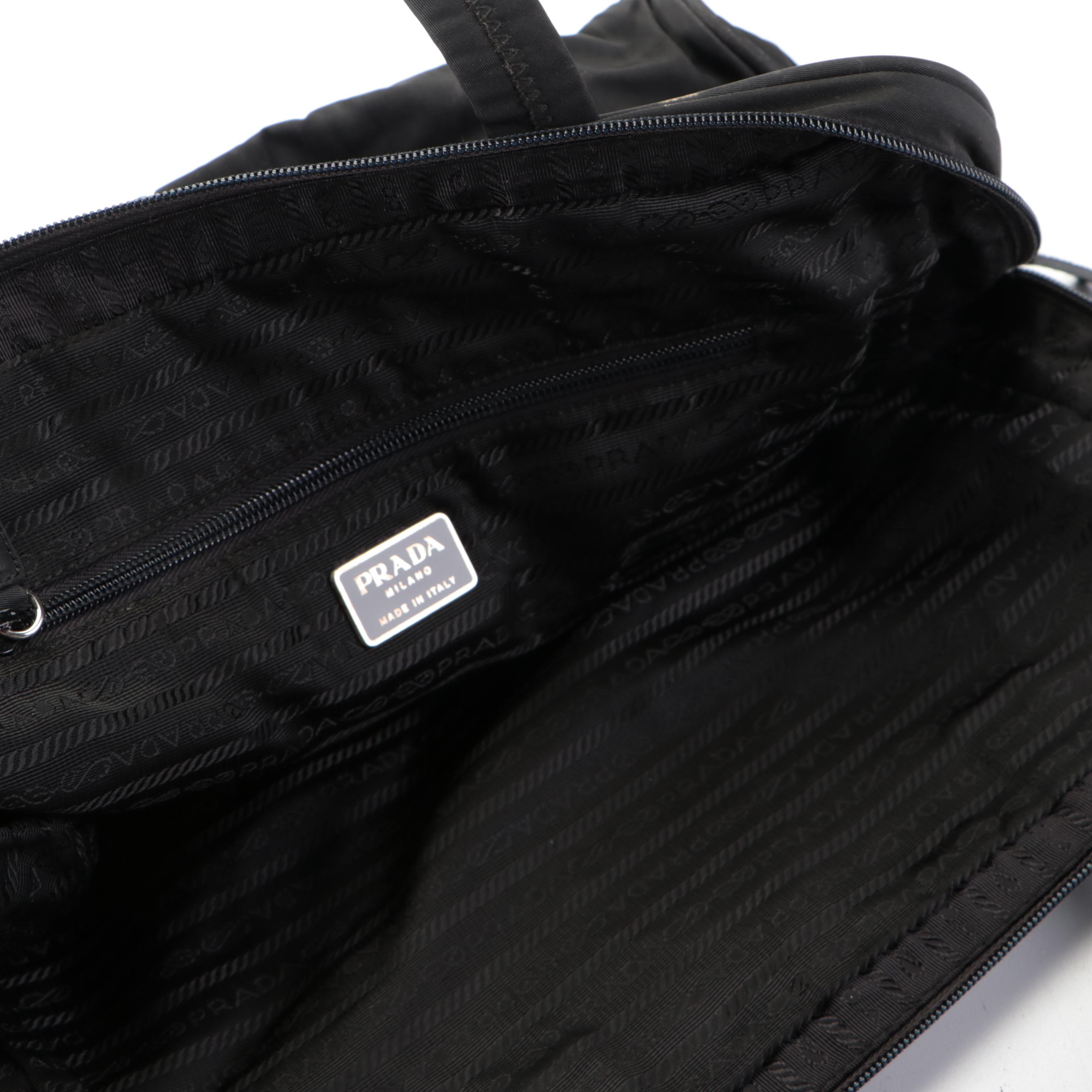 Prada Zip-Around Laptop Bag in Black Tessuto Nylon and Leather