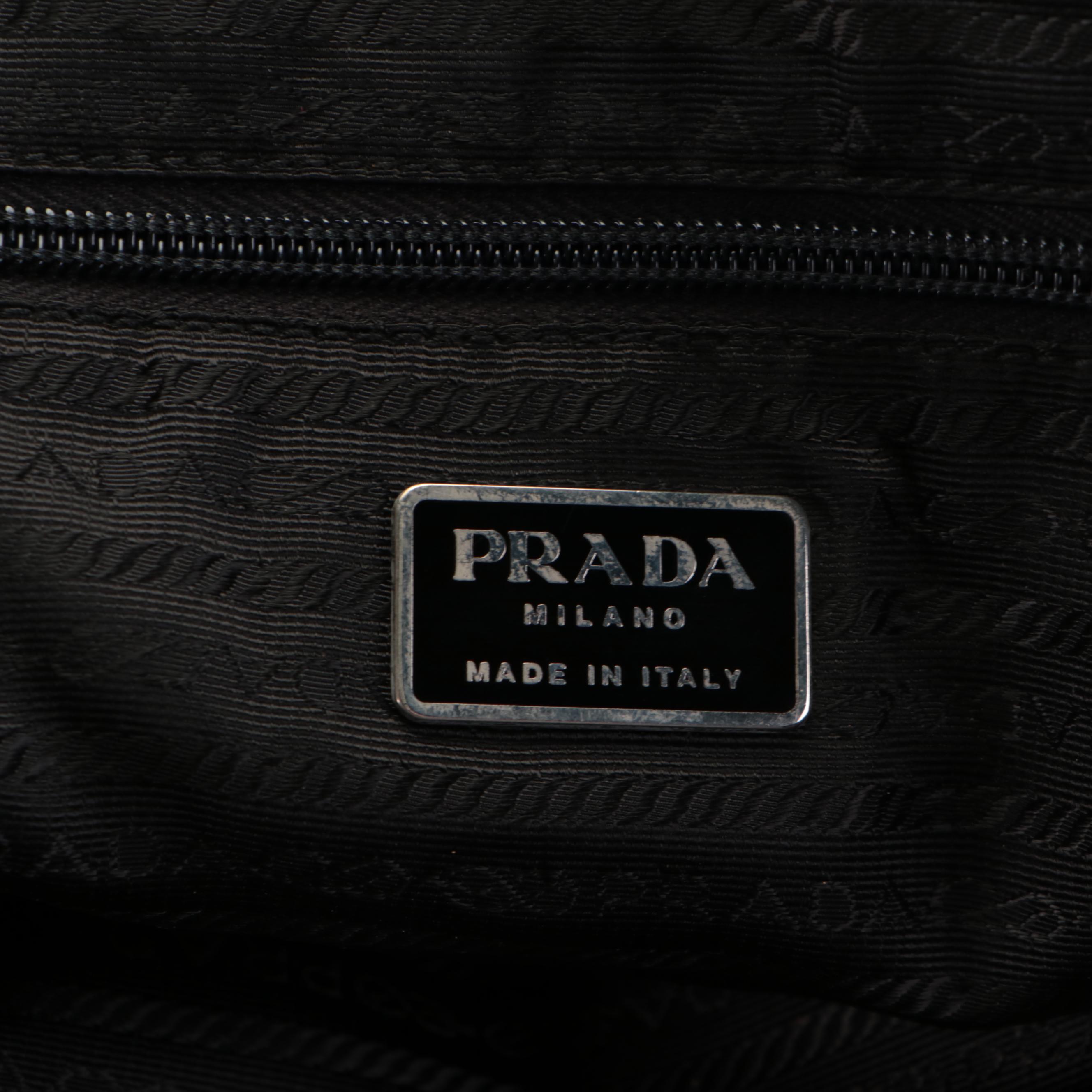 Prada Zip-Around Laptop Bag in Black Tessuto Nylon and Leather