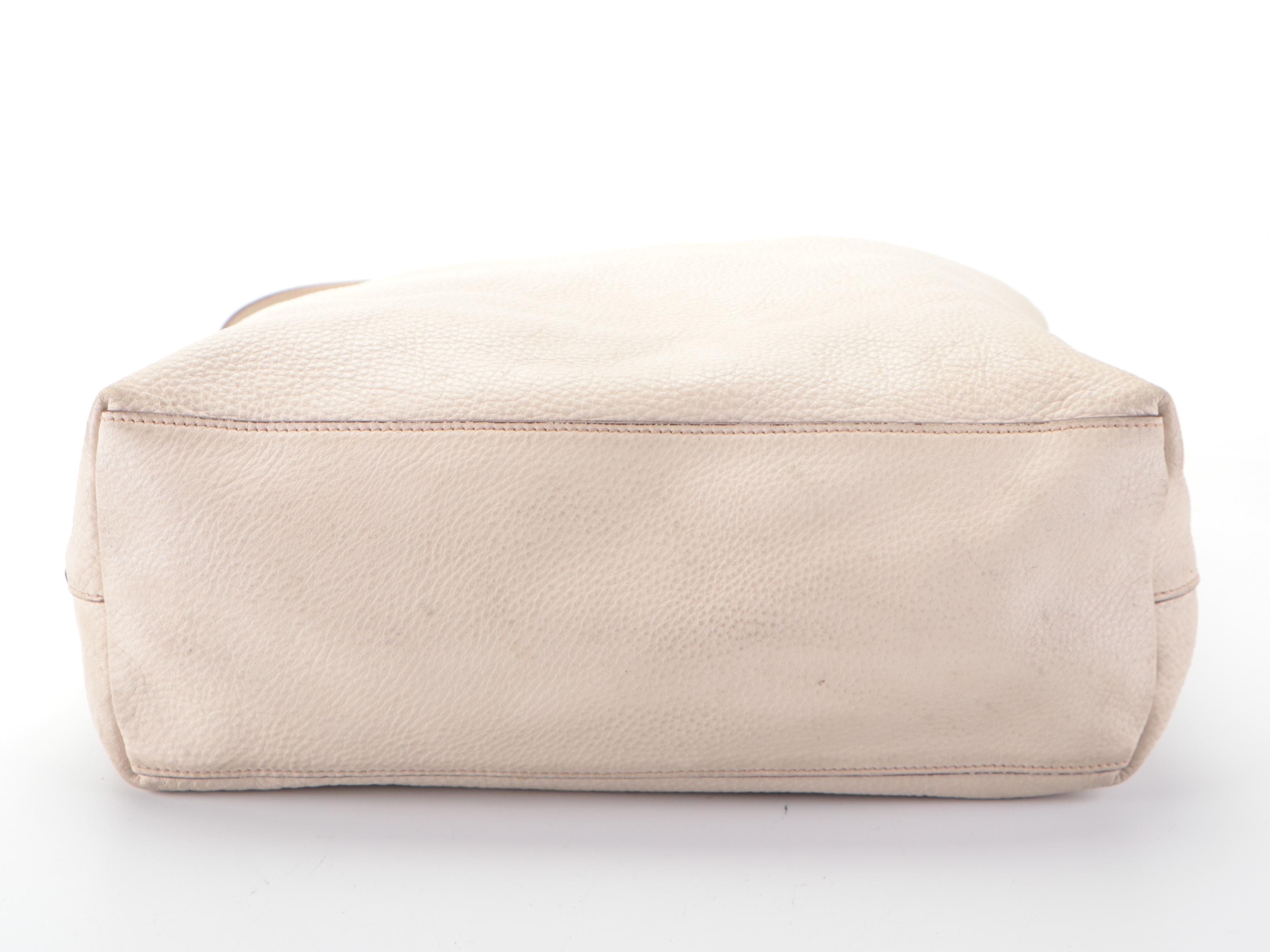 Prada Large Shoulder Tote Bag in Off-White Vitello Daino Leather