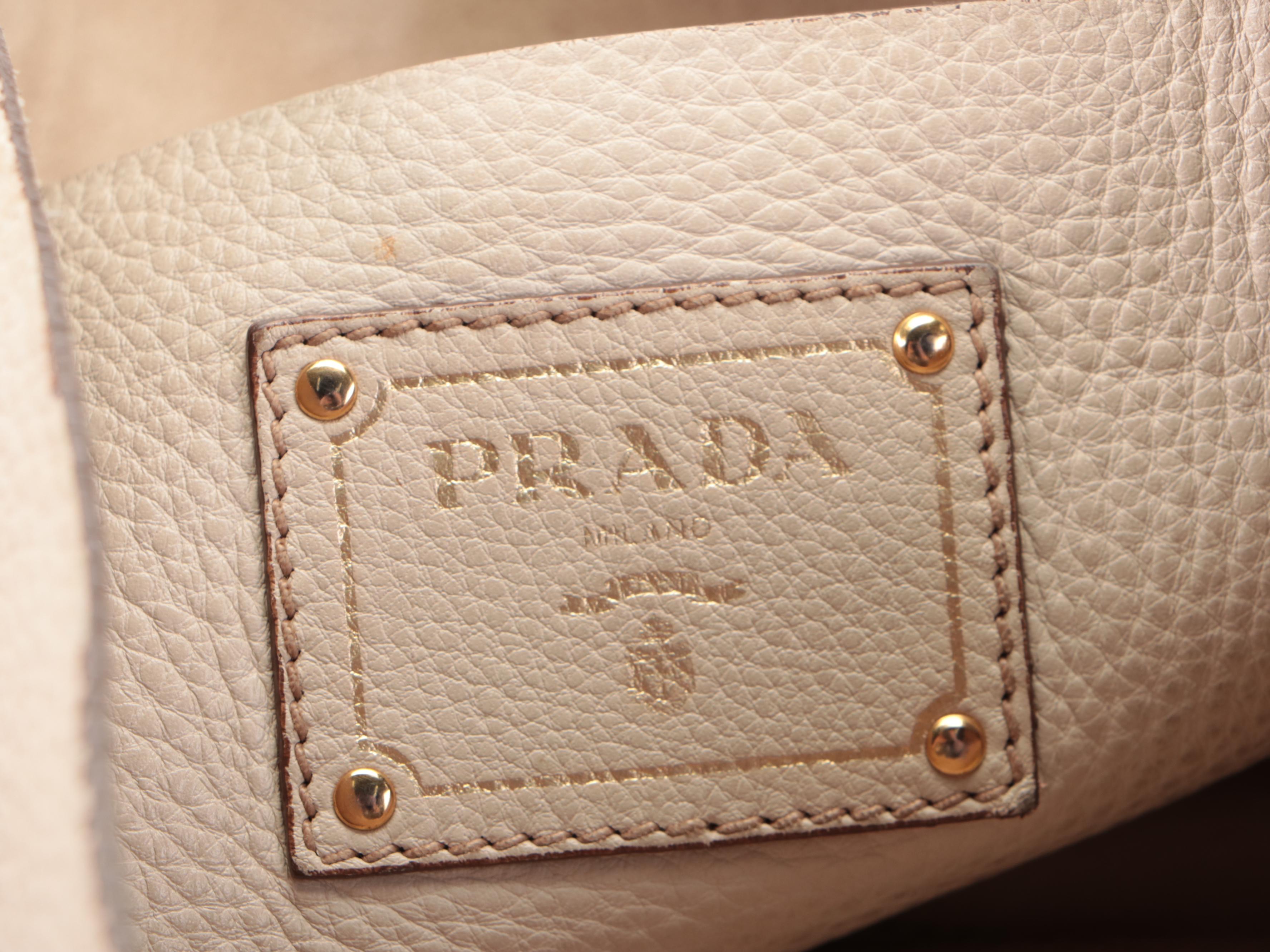 Prada Large Shoulder Tote Bag in Off-White Vitello Daino Leather