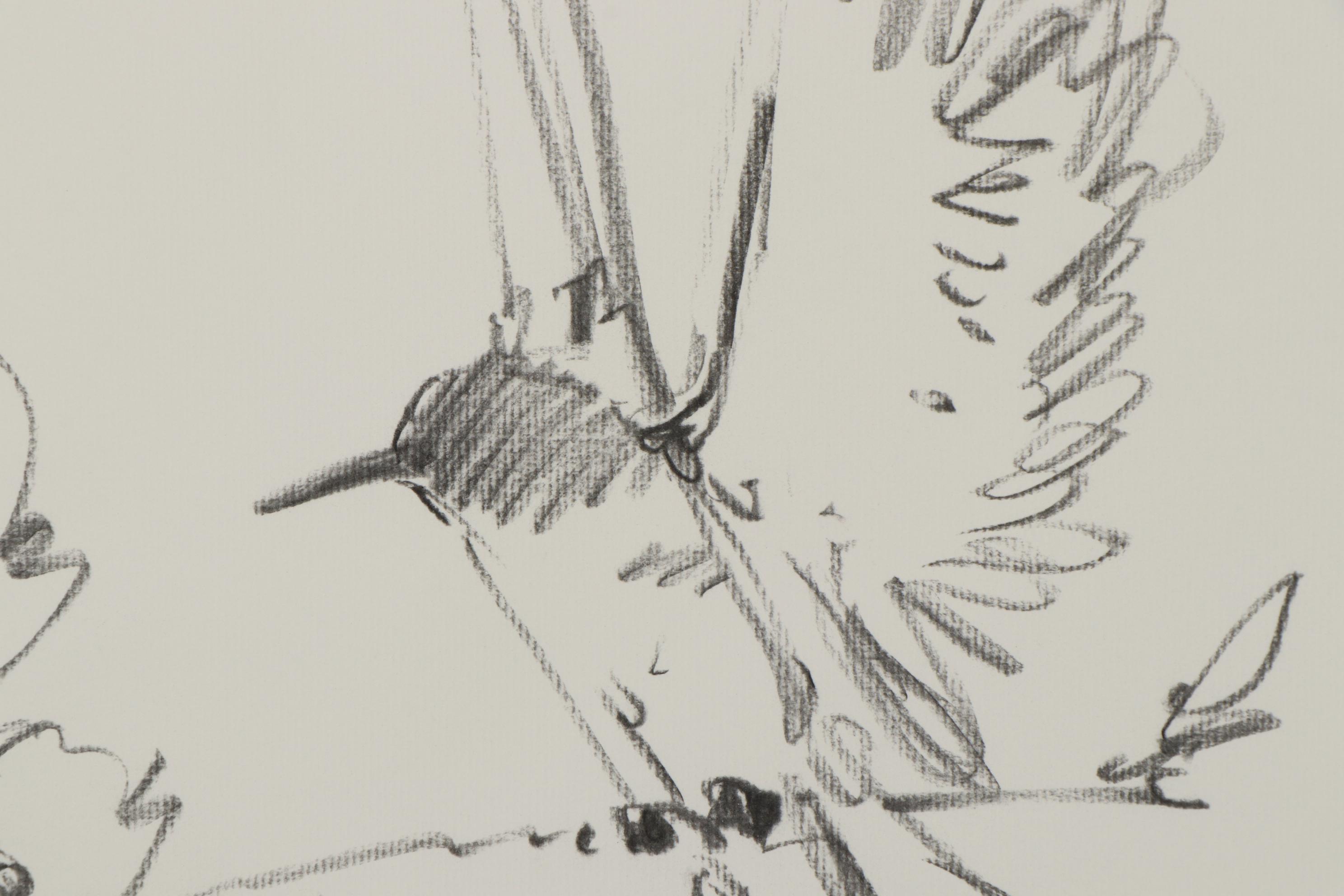 Jose Trujillo Charcoal Drawing "Hummingbird"