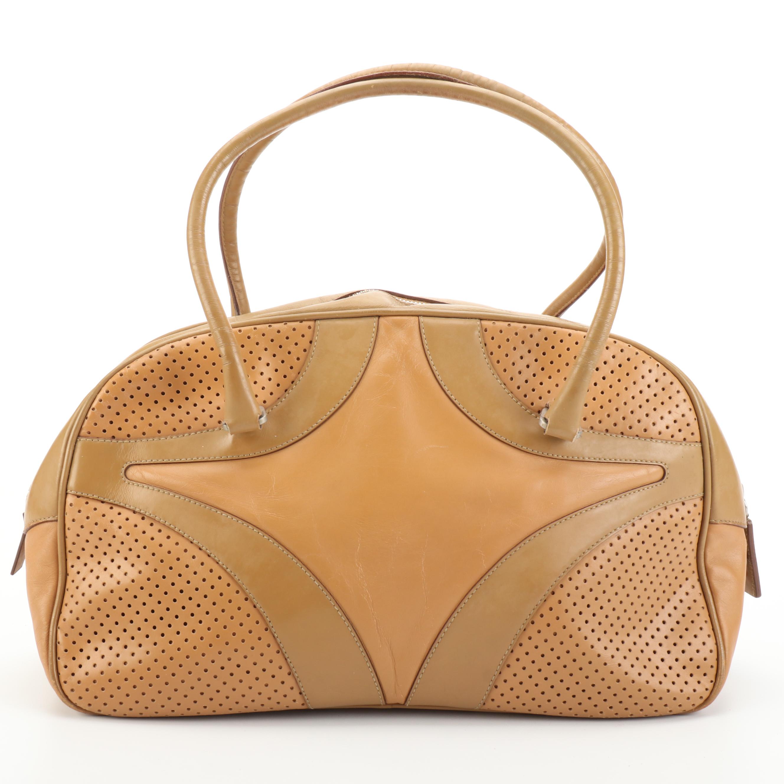 Prada Bowling Bag in Smooth and Perforated Leather