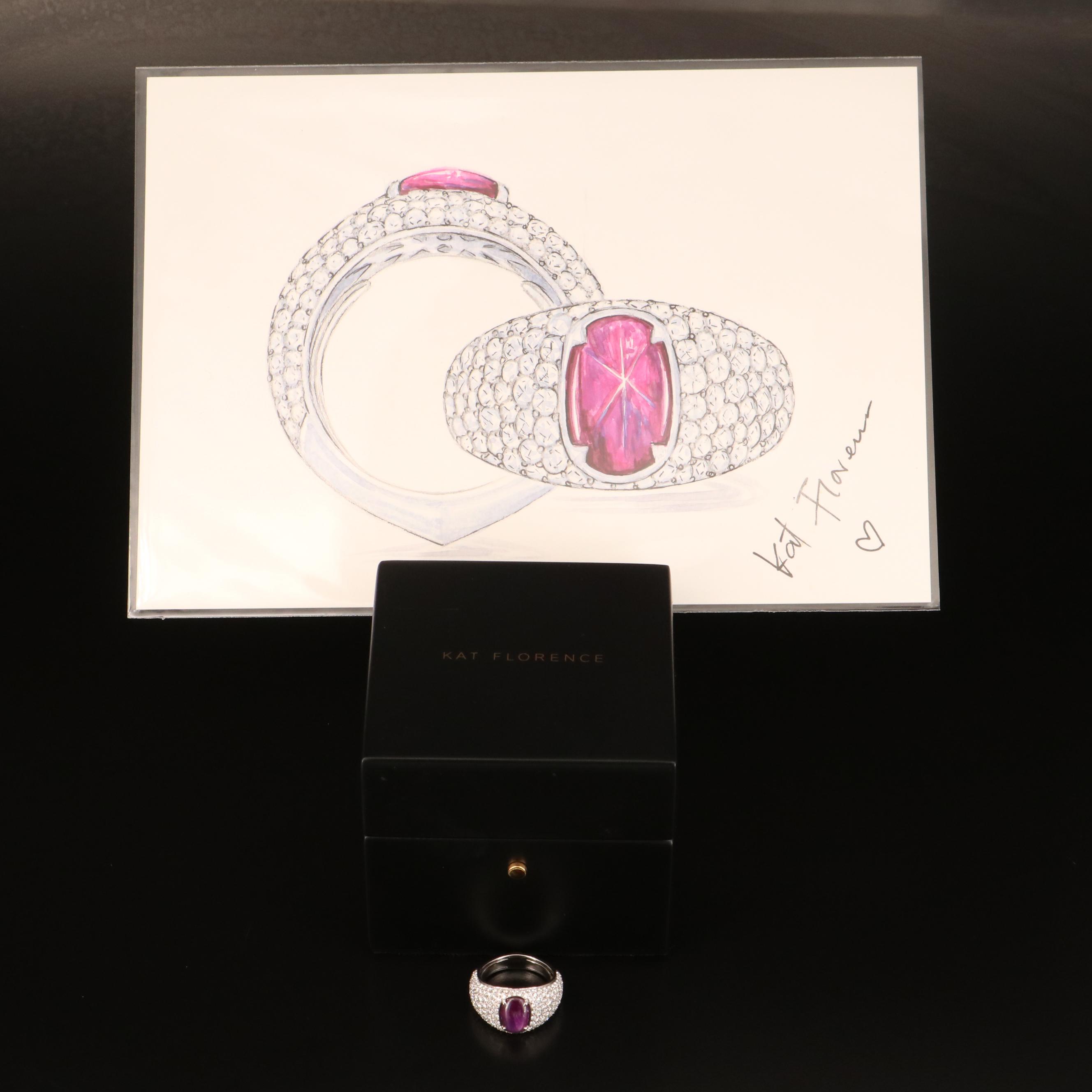 Kat Florence 18K 4.04 CT Star Ruby and 2.08 CTW Diamond Ring