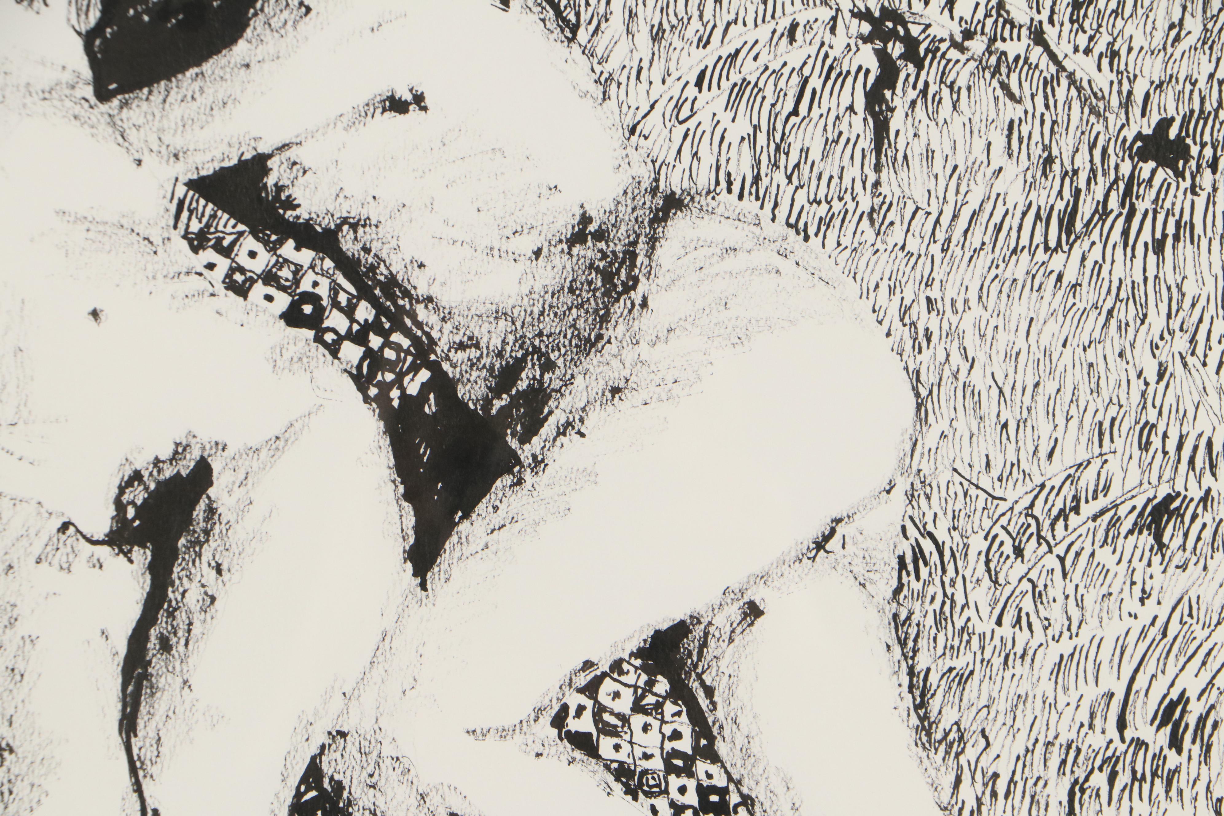 Richard George Ink Drawing of Reclining Nudes