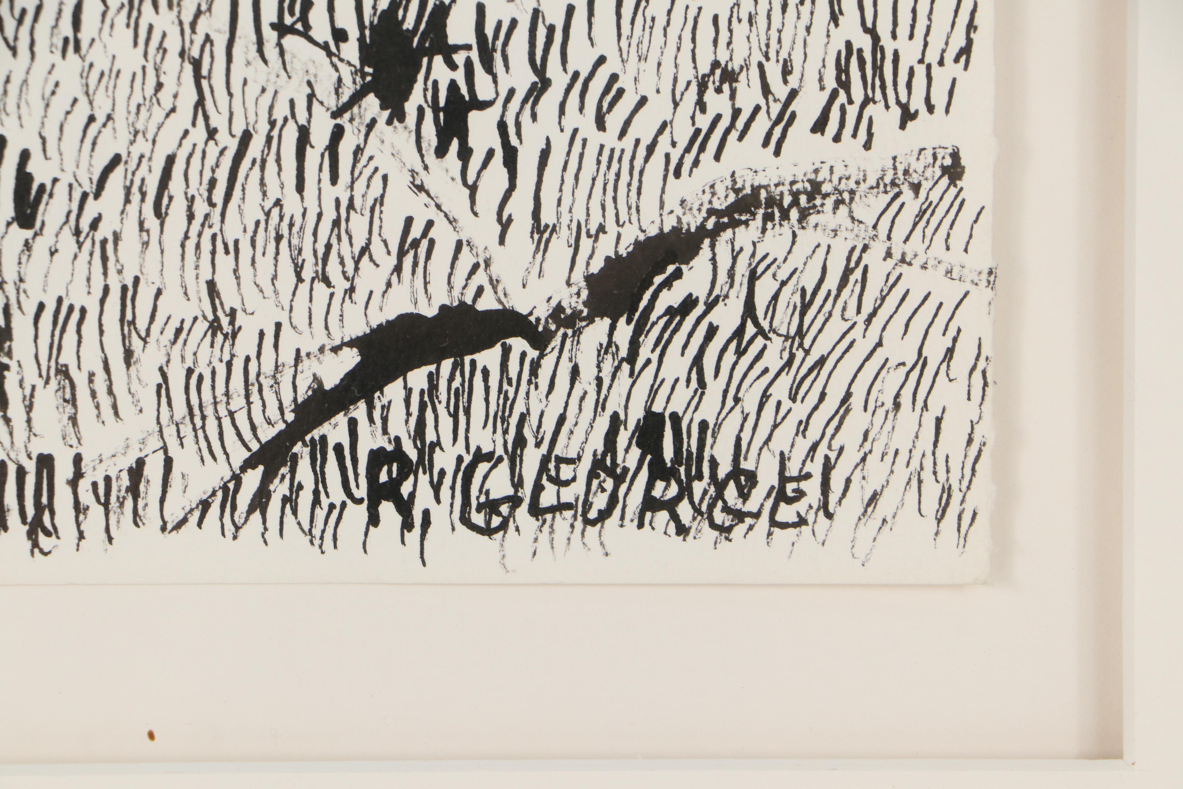 Richard George Ink Drawing of Reclining Nudes
