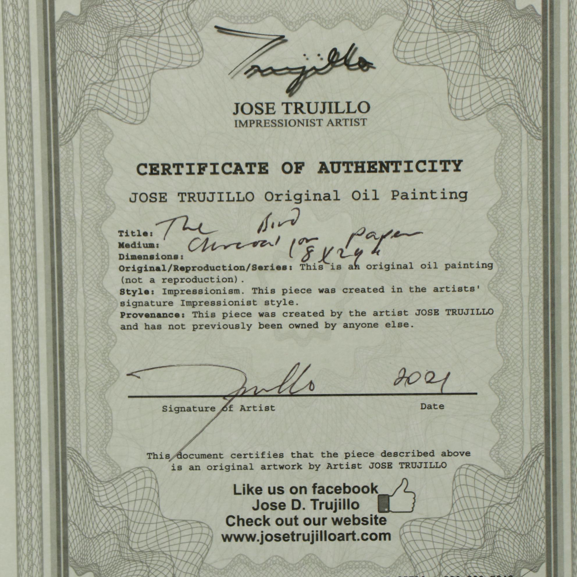 Jose Trujillo Charcoal Drawing "The Bird"