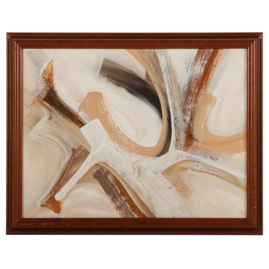 Frank Walcutt Abstract Mixed Media Painting, Late 20th Century