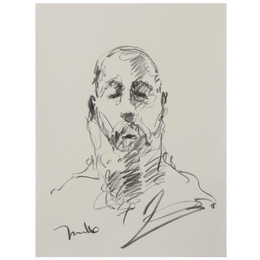 Jose Trujillo Charcoal Drawing "Man With a Beard Study"
