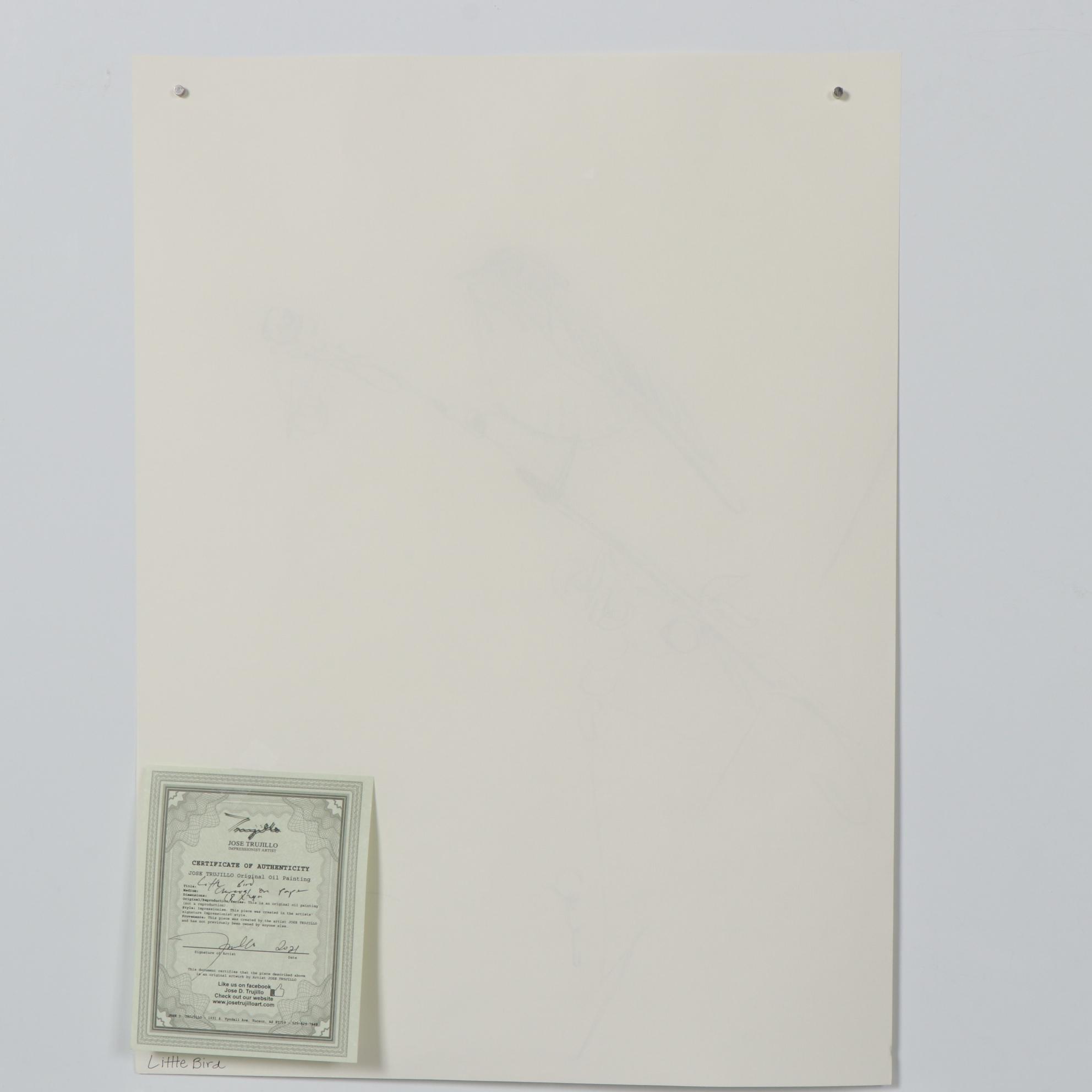 Jose Trujillo Charcoal Drawing "Little Bird"