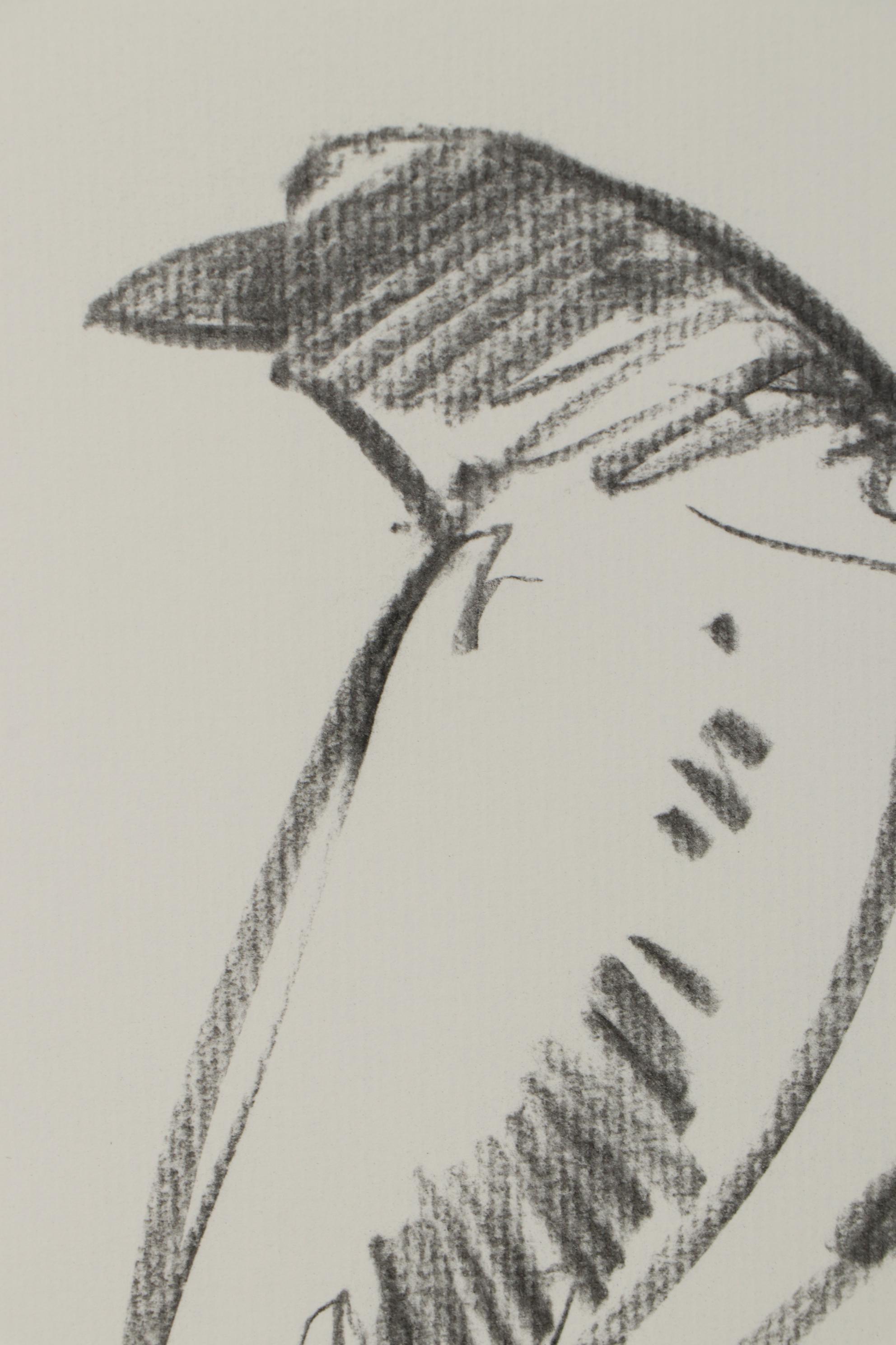 Jose Trujillo Charcoal Drawing "Little Bird II"