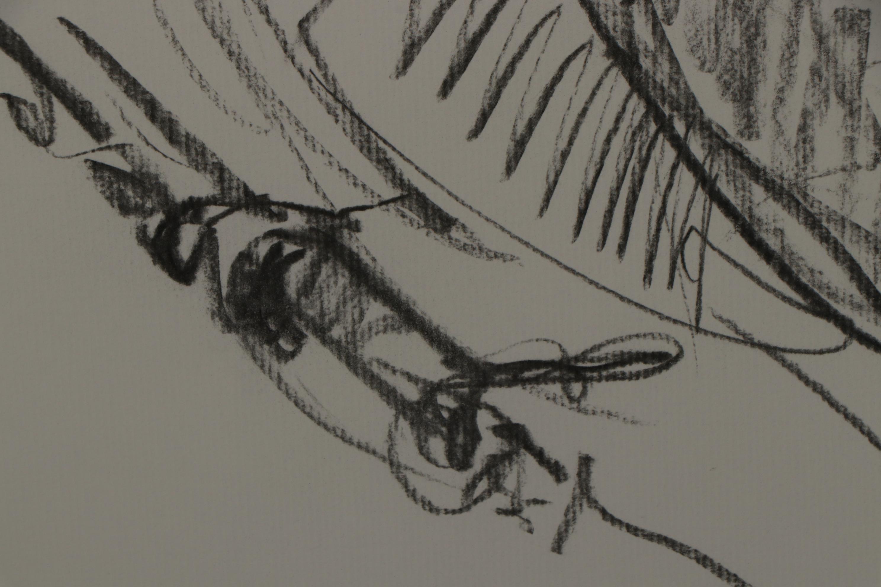 Jose Trujillo Charcoal Drawing "Tropical Bird"